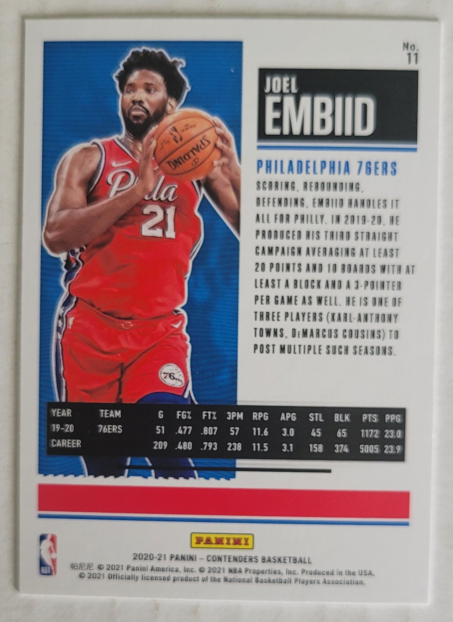 Joel Embiid - 2020-21 Panini Contenders Game Ticket Bronze #11