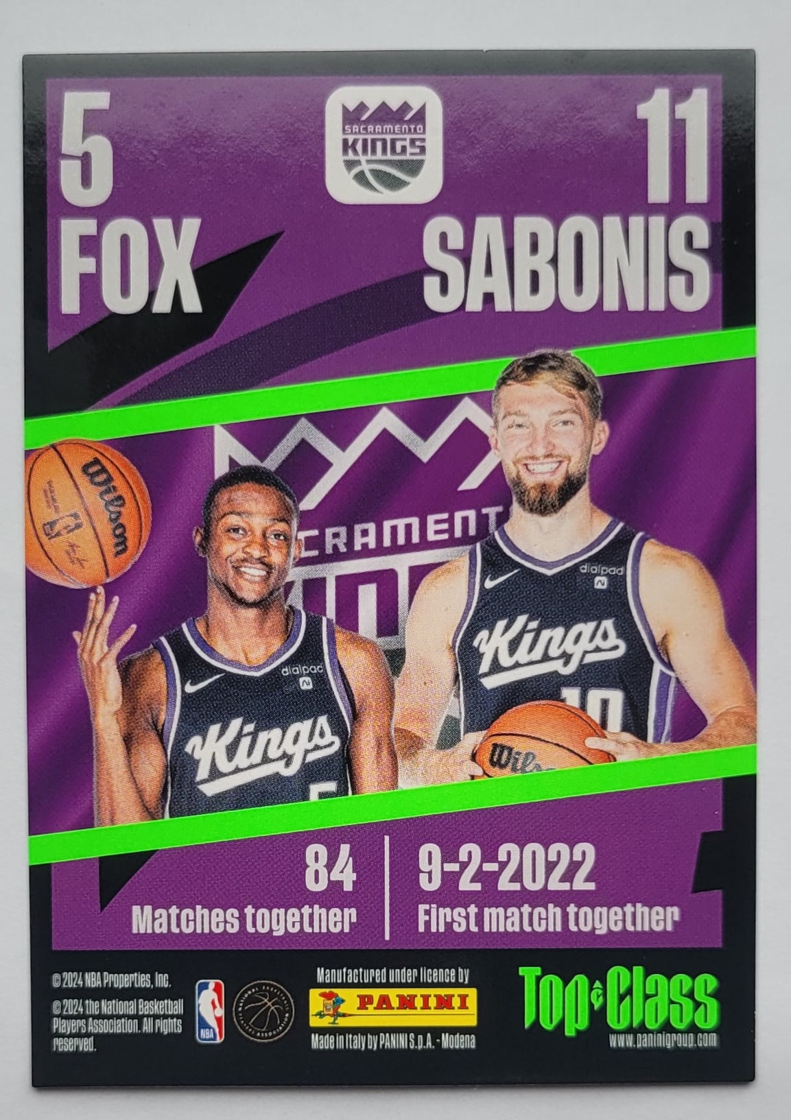 De'Aaron Fox / Domantas Sabonis - 2023-24 Panini Top Class #234 SYNERGY