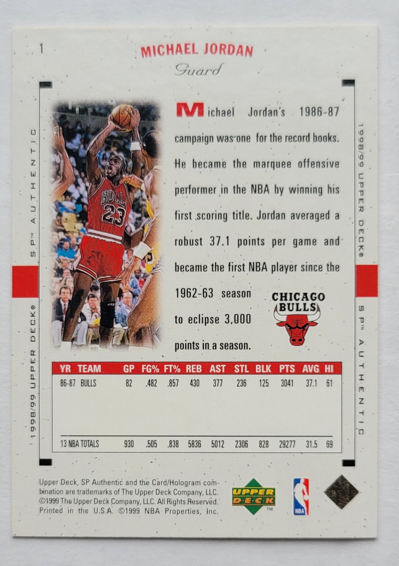 Michael Jordan - 1998-99 SP Authentic #1