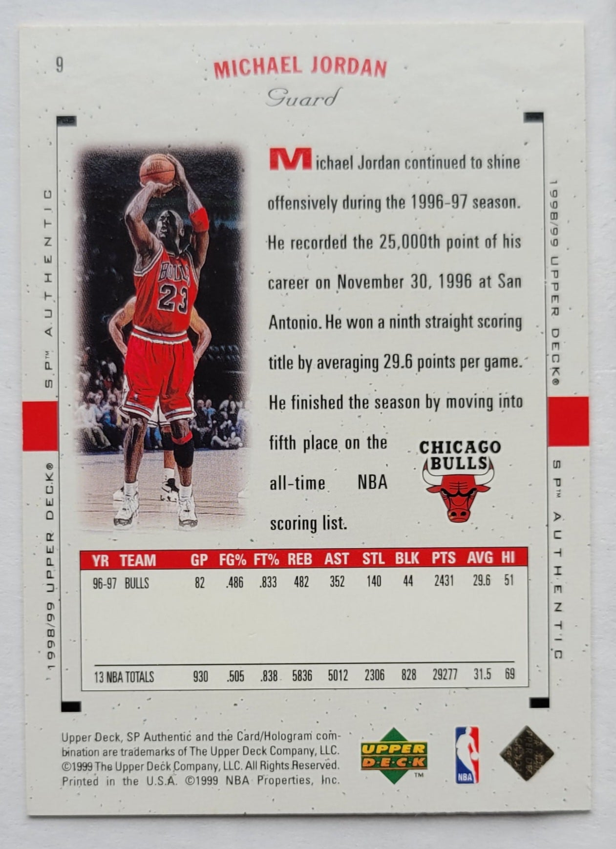 Michael Jordan - 1998-99 SP Authentic #9