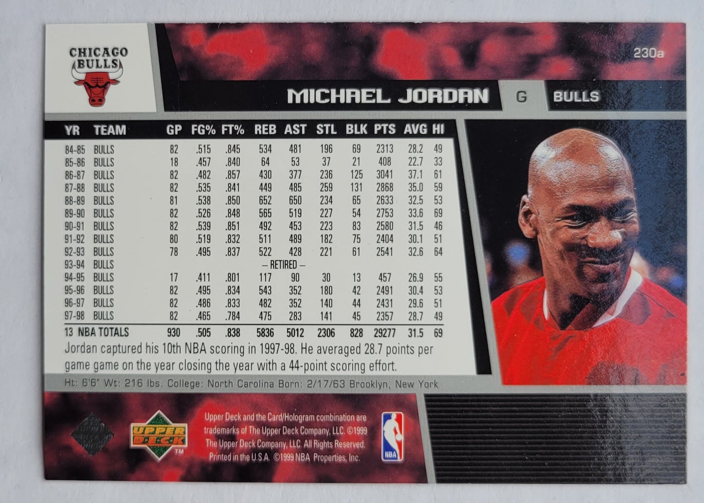 Michael Jordan - 1998-99 Upper Deck #230a