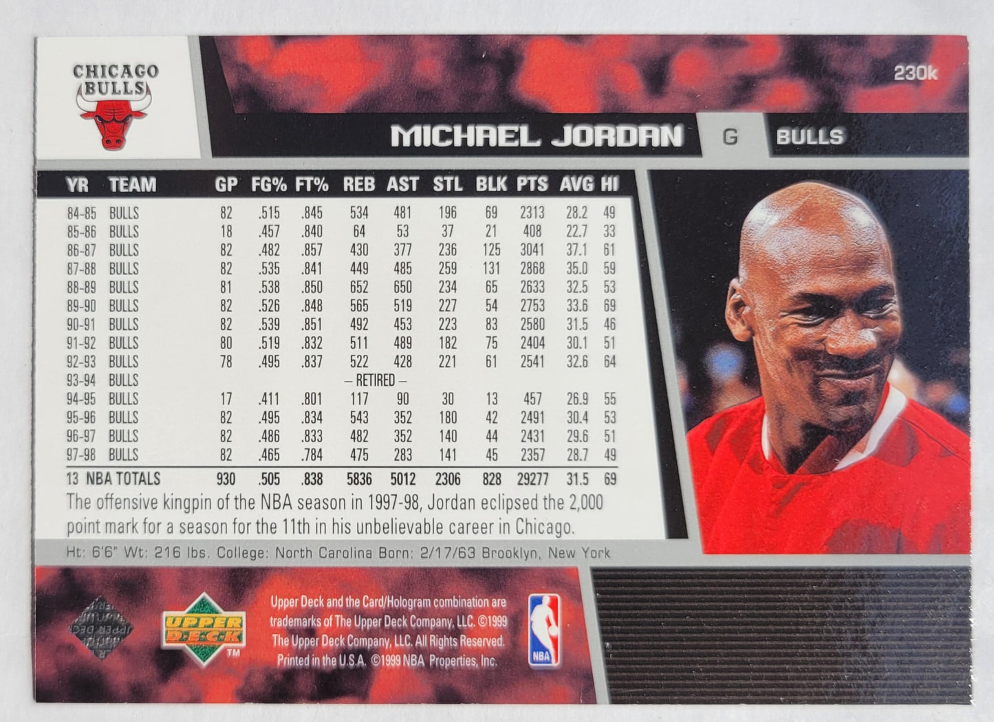 Michael Jordan - 1998-99 Upper Deck #230k