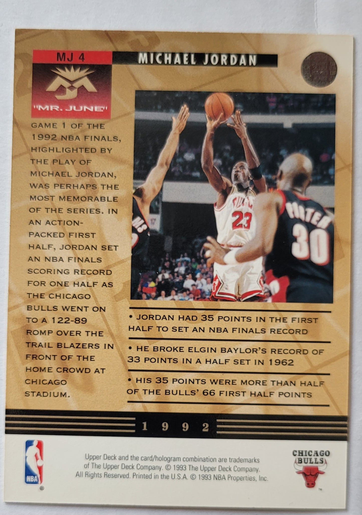 Michael Jordan - 1993-94 Upper Deck Mr. June #MJ4 35 Points in One Half