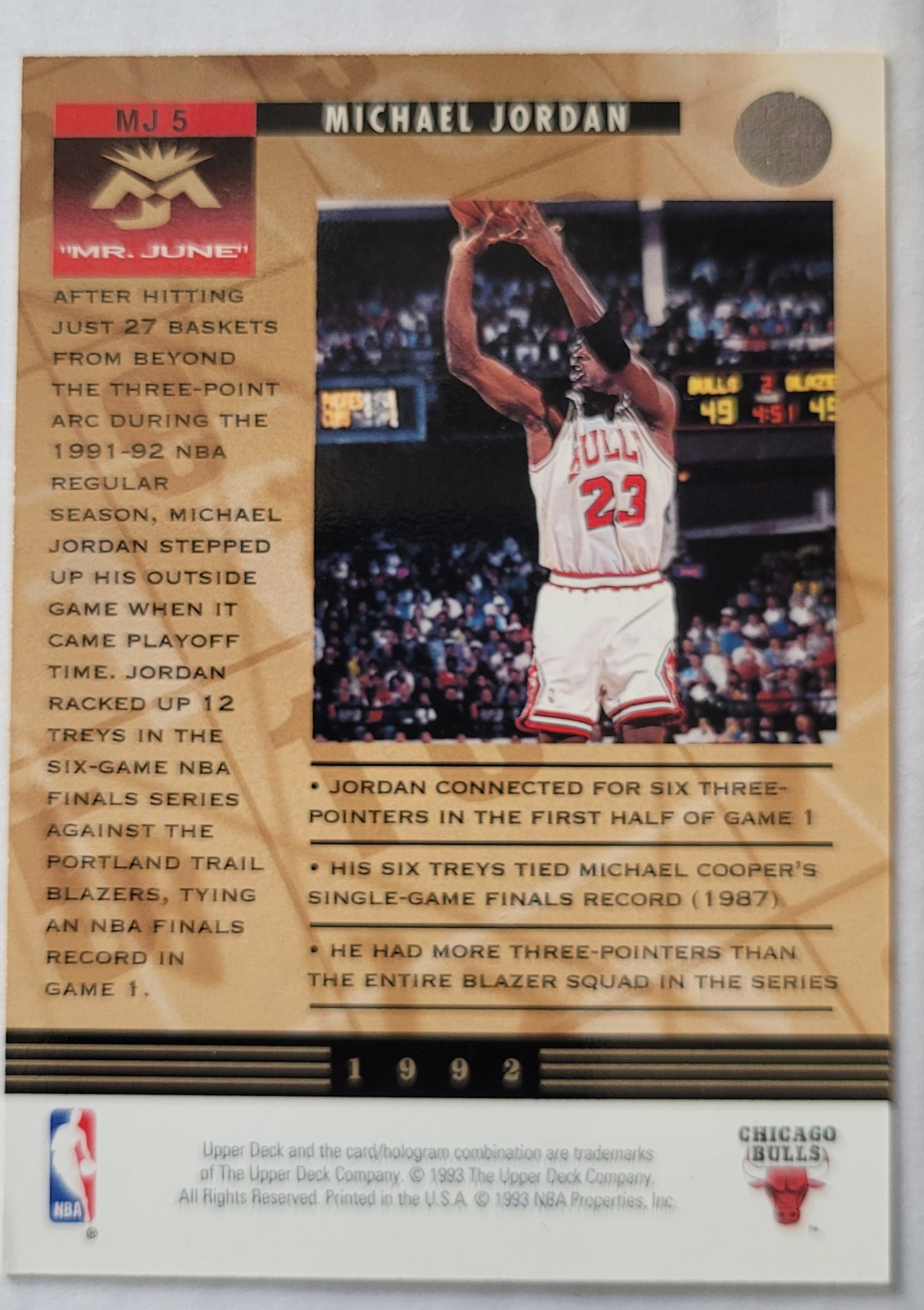 Michael Jordan - 1993-94 Upper Deck Mr. June #MJ5 Three-Points King