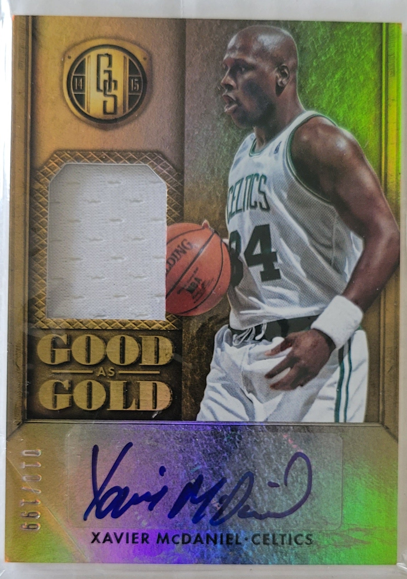 Xavier McDaniel - 2014-15 Panini Gold Standard Good as Gold Jersey Autographs #19 - 010/199