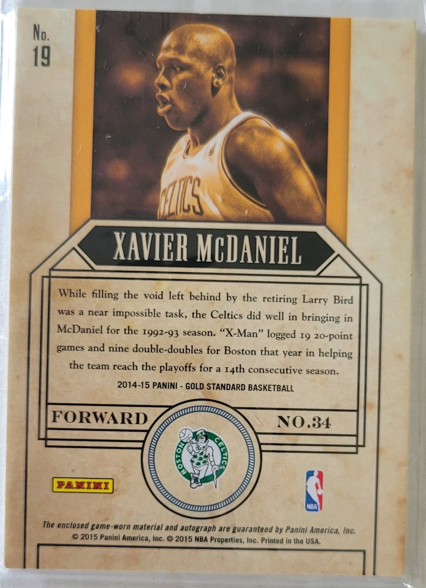 Xavier McDaniel - 2014-15 Panini Gold Standard Good as Gold Jersey Autographs #19 - 010/199