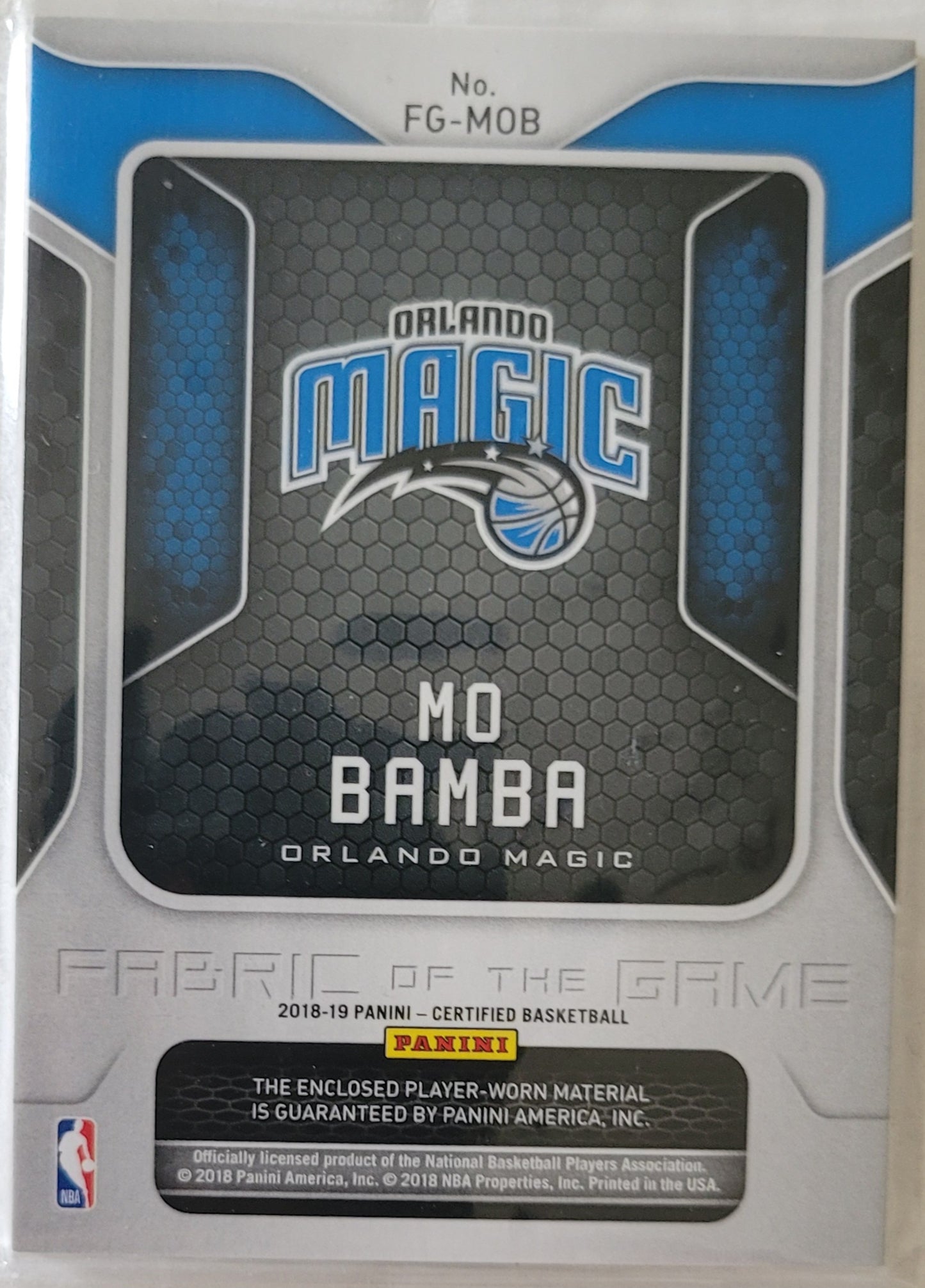 Mo Bamba - 2018-19 Certified Fabric of the Game Rookie Relics #FG-MOB - 099/149