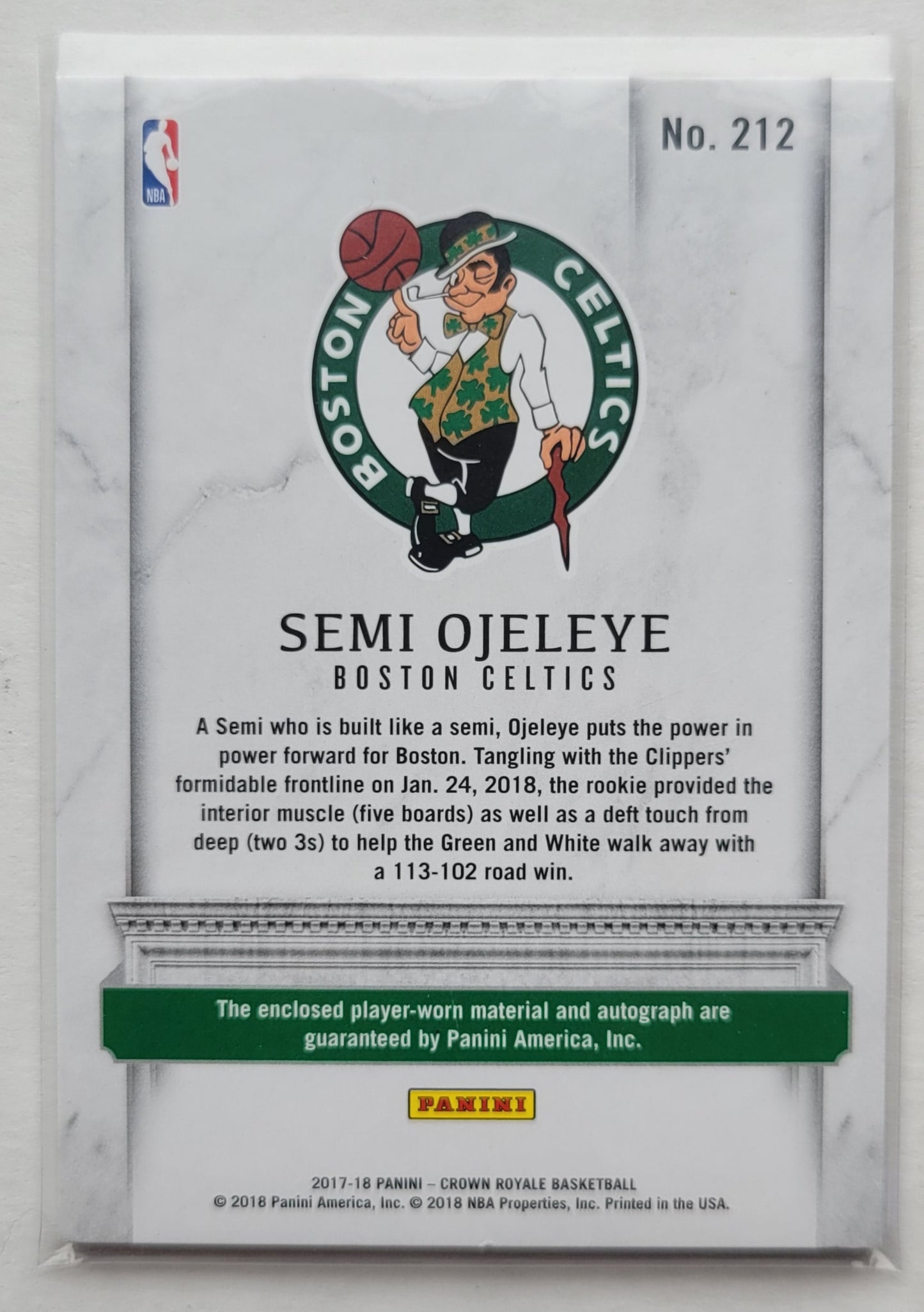 Semi Ojeleye - 2017-18 Crown Royale #212 JSY AU RC - 199/199