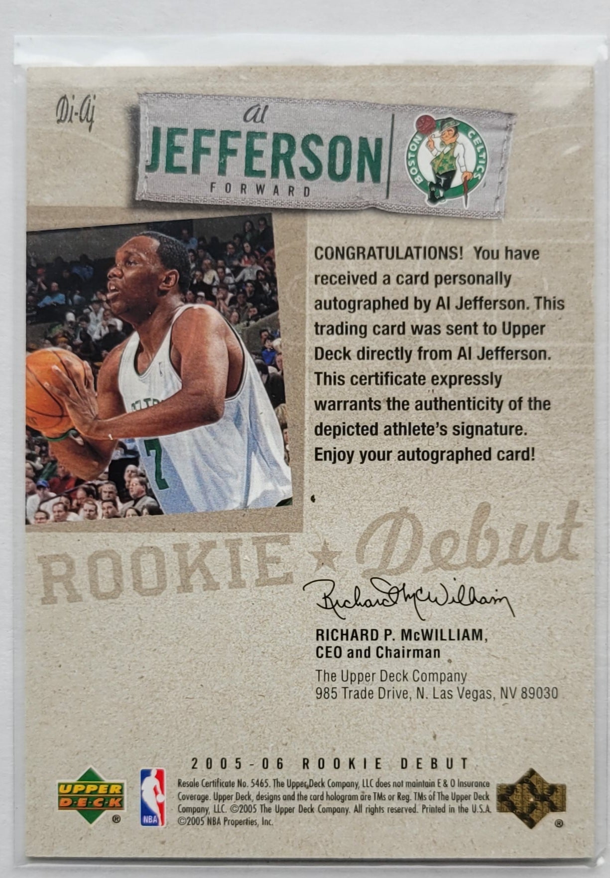 Al Jefferson - 2005-06 Upper Deck Rookie Debut Ink #AJ