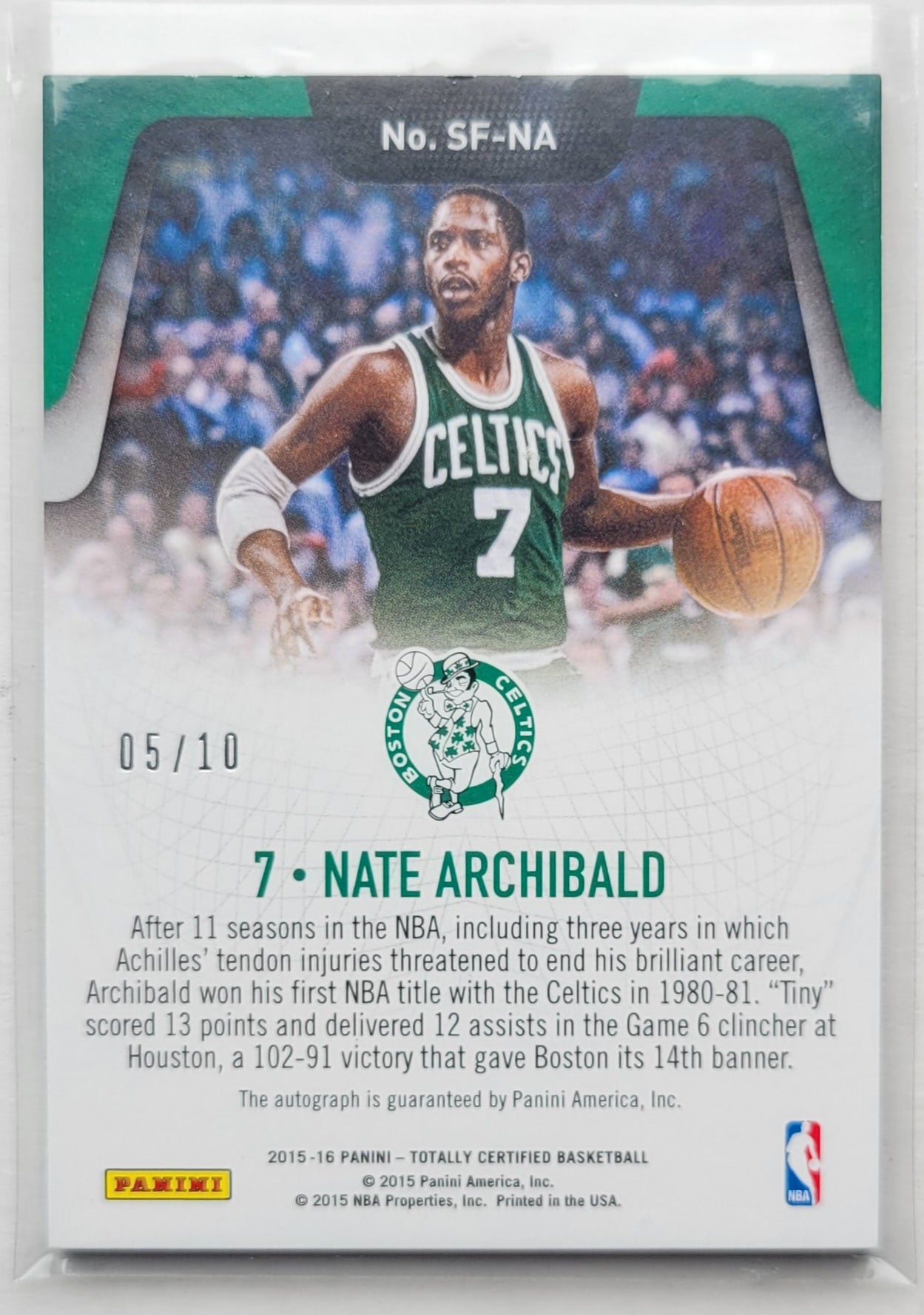 Nate Archibald - 2015-16 Totally Certified Select Few Signatures Mirror #SFNA - 05/10