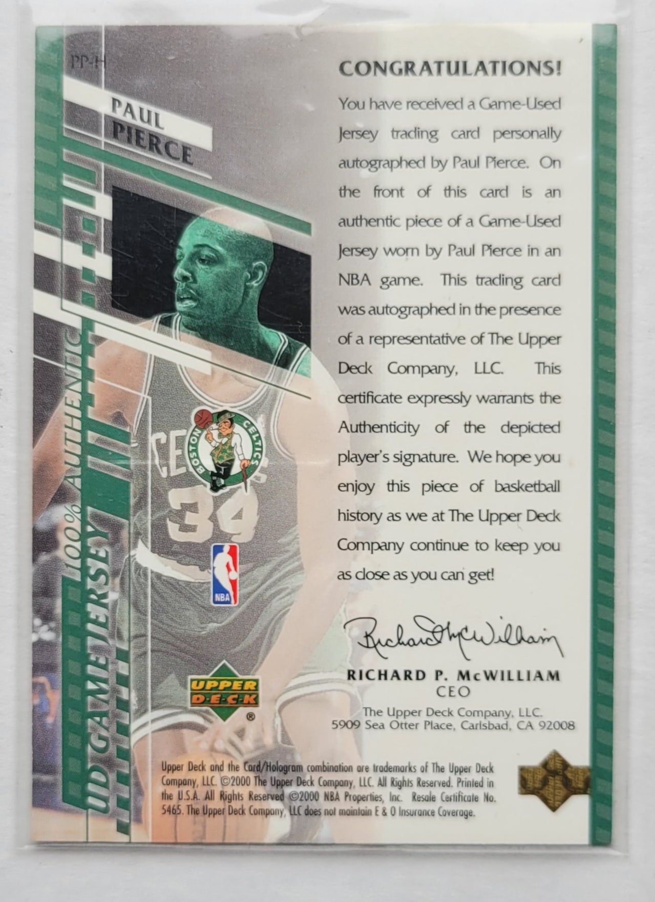 Paul Pierce - 2000-01 Upper Deck Game Jerseys 1 #PPH AU