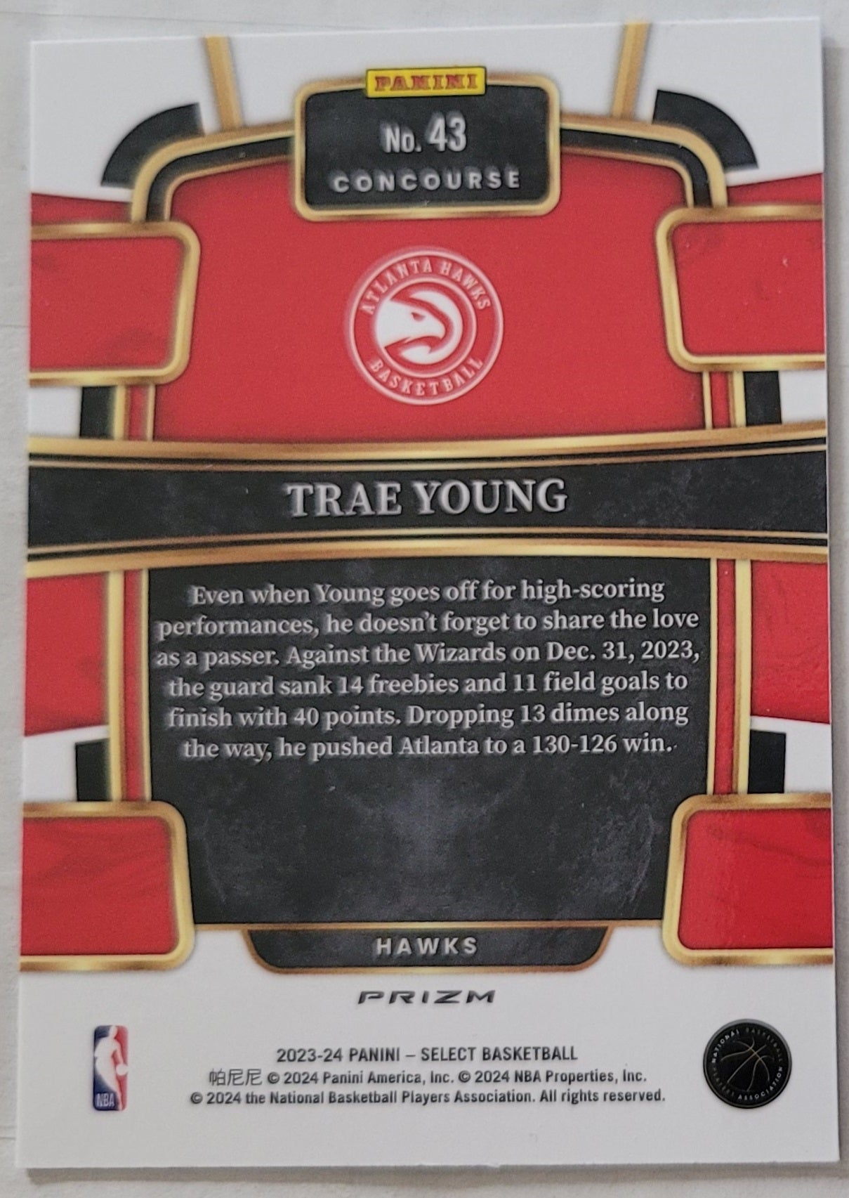 Trae Young - 2023-24 Select Prizms Blue Cracked Ice #43