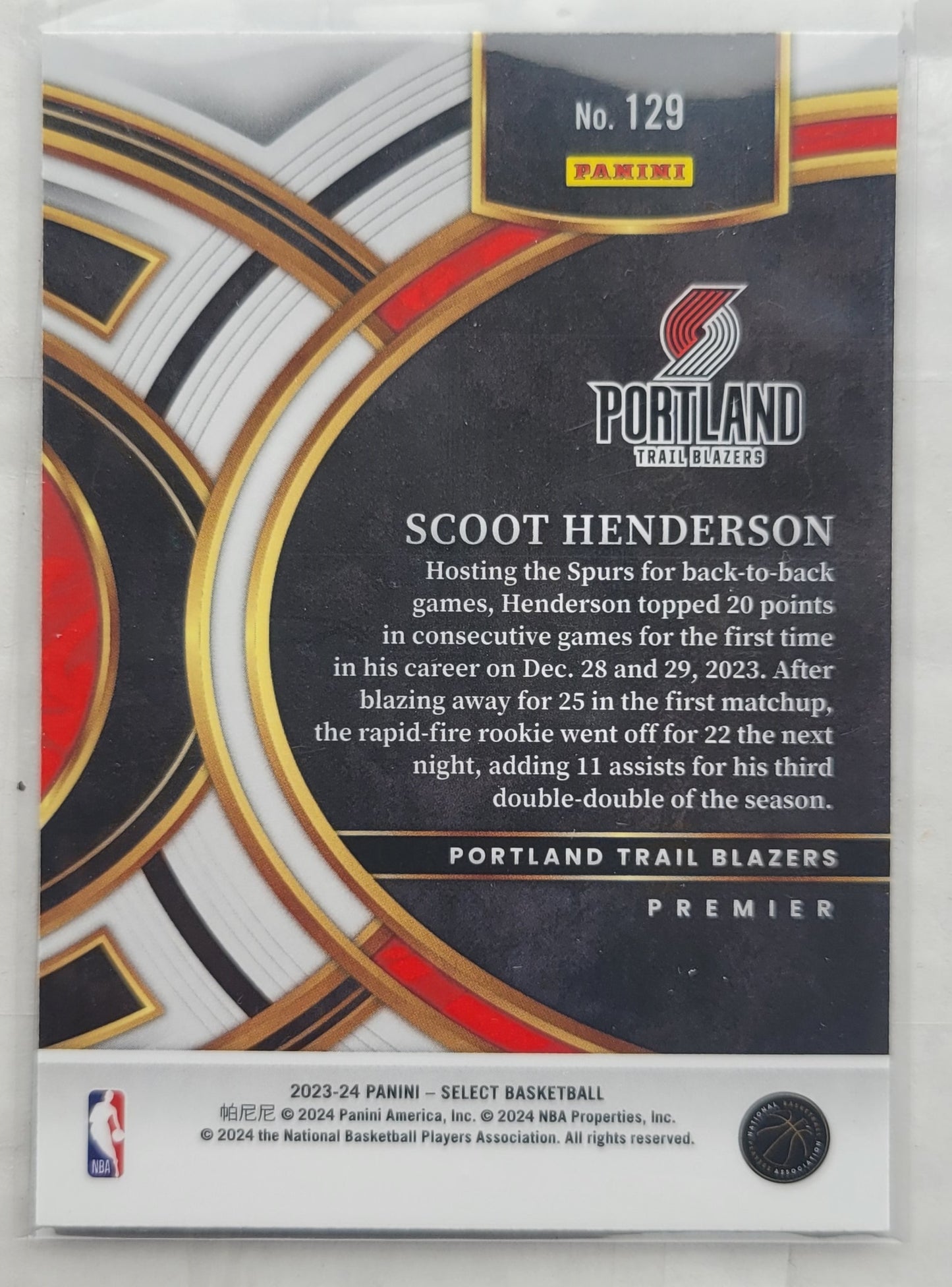 Scoot Henderson - 2023-24 Select Blue #129 RC