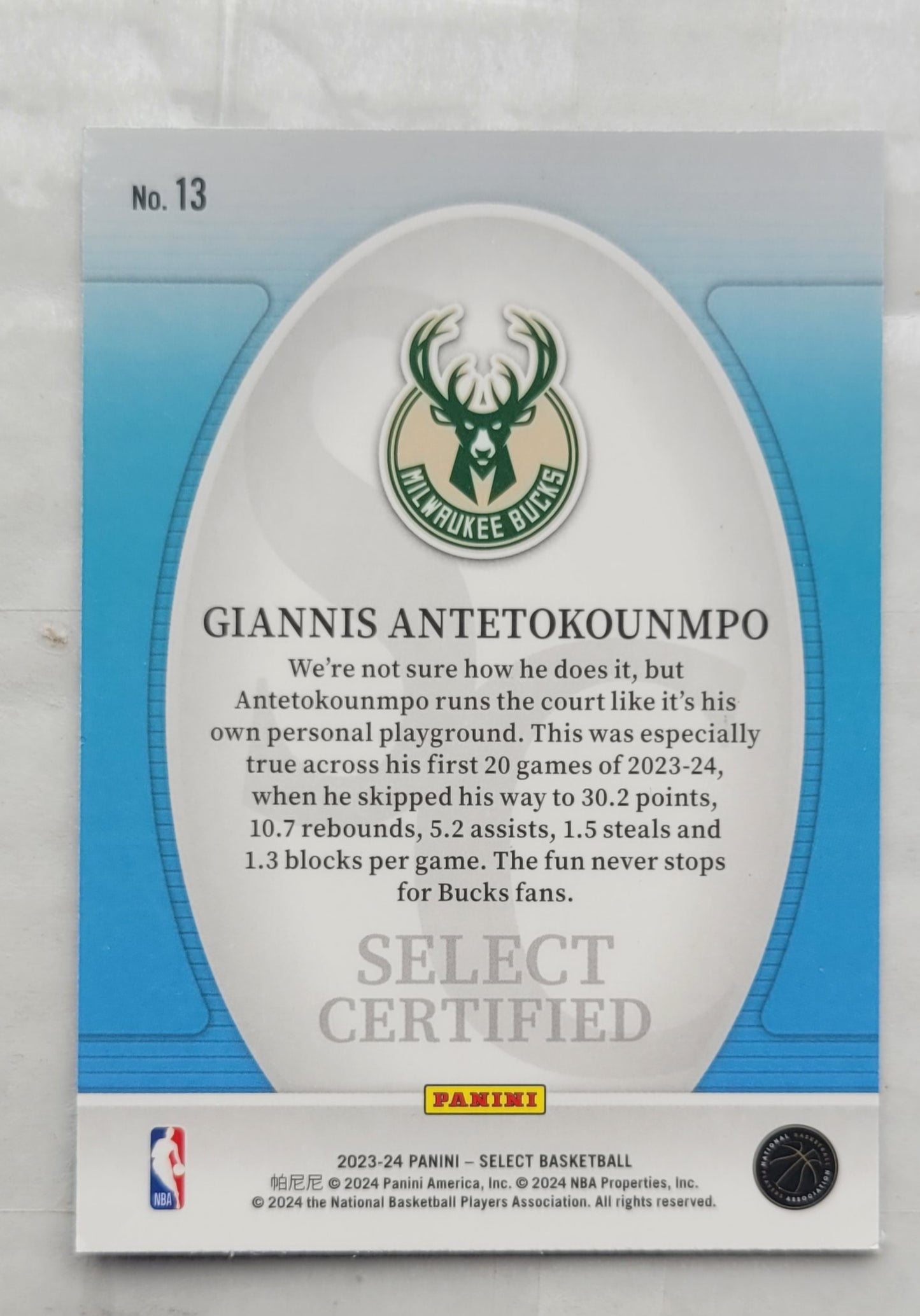 Giannis Antetokounmpo - 2023-24 Select Select Certified #13