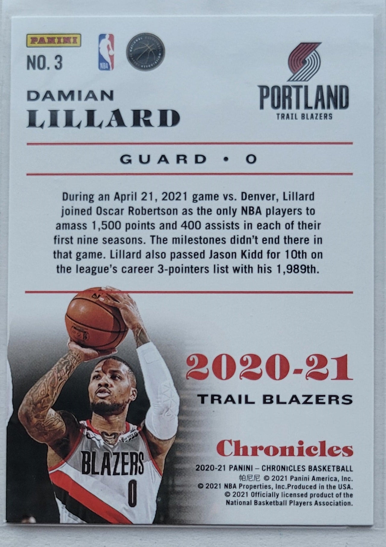 Damian Lillard - 2020-21 Panini Chronicles Pink #3