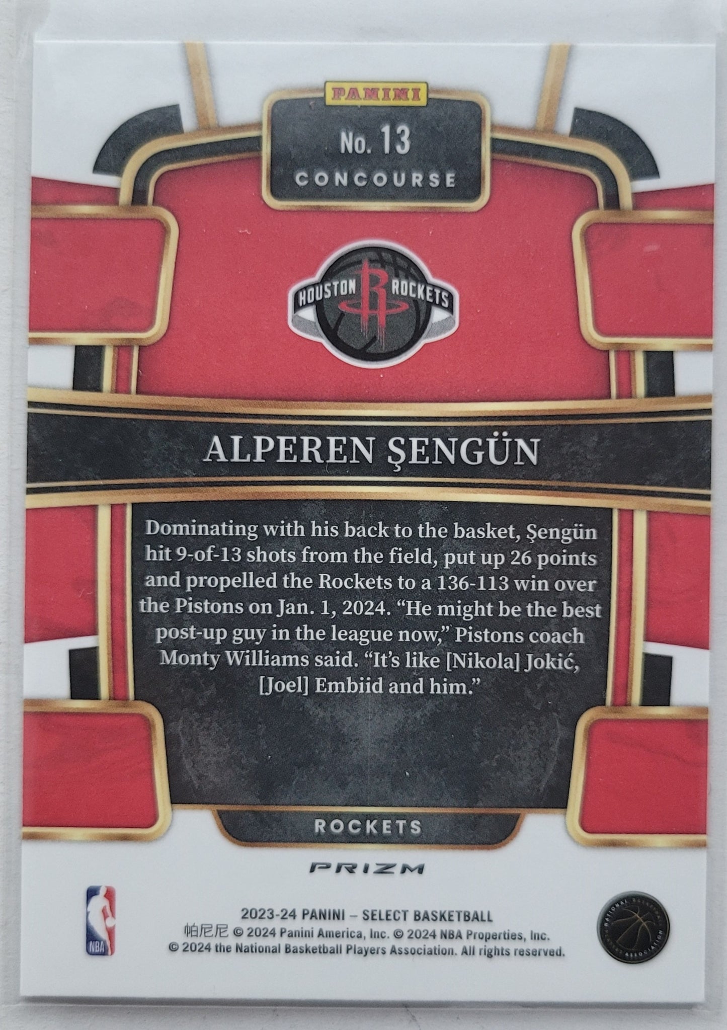 Alperen Sengun - 2023-24 Select Prizms Blue #13