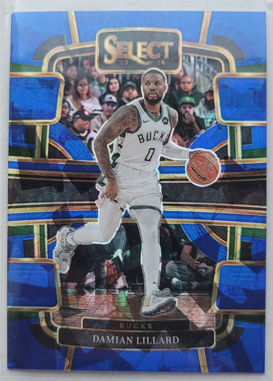 Damian Lillard - 2023-24 Select Prizms Blue Cracked Ice #63