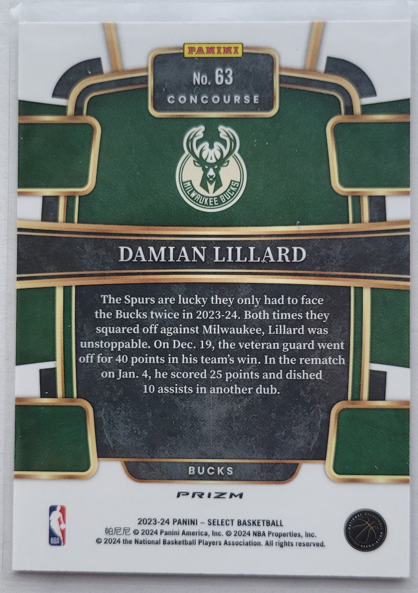 Damian Lillard - 2023-24 Select Prizms Blue Cracked Ice #63