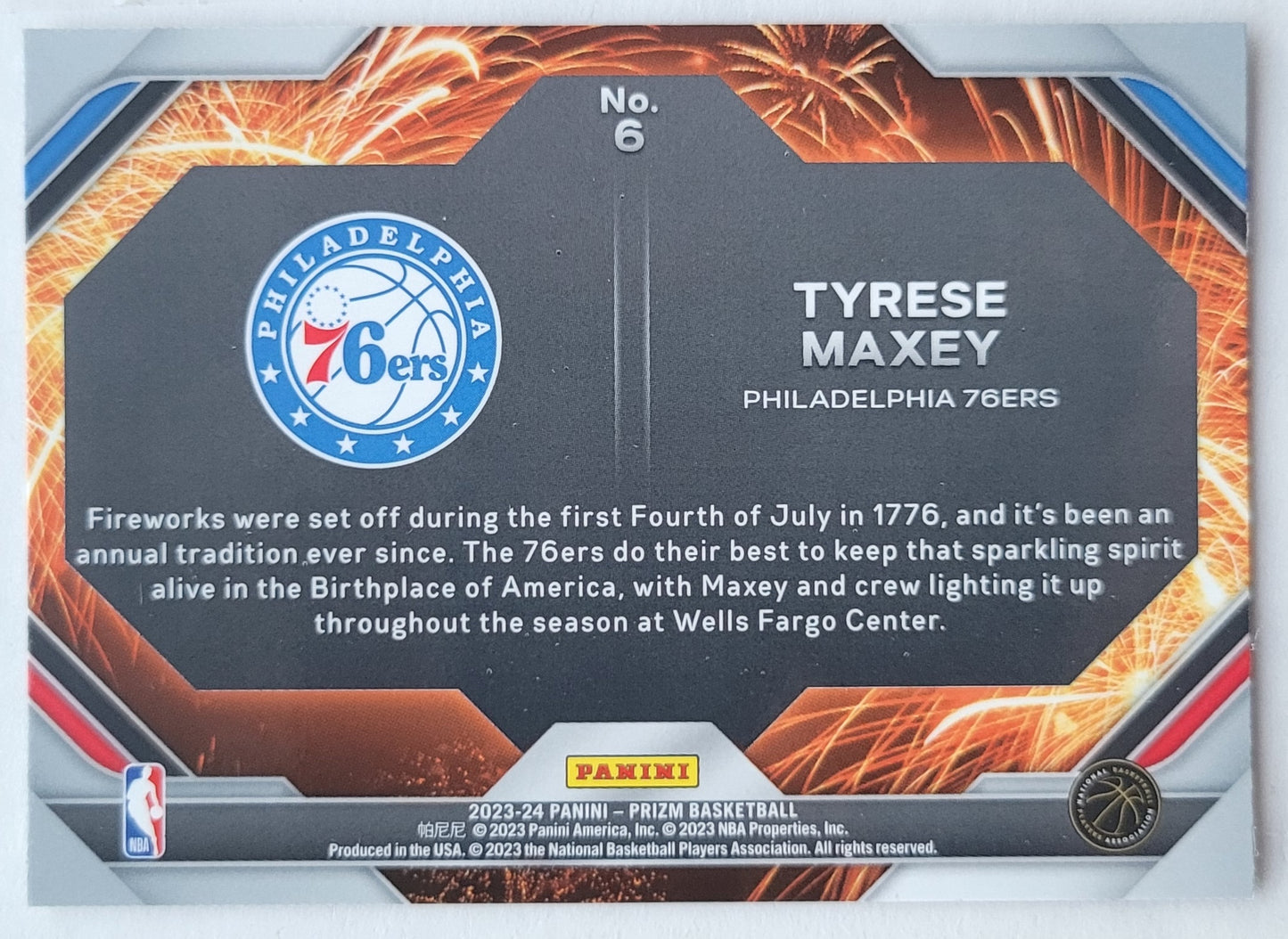 Tyrese Maxey - 2023-24 Panini Prizm Fireworks #6