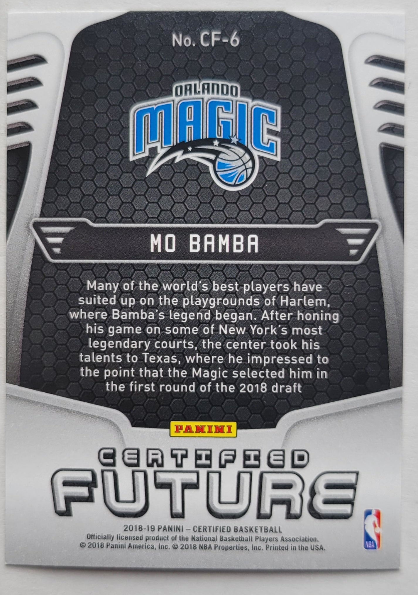 Mo Bamba - 2018-19 Certified Certified Future #CF6