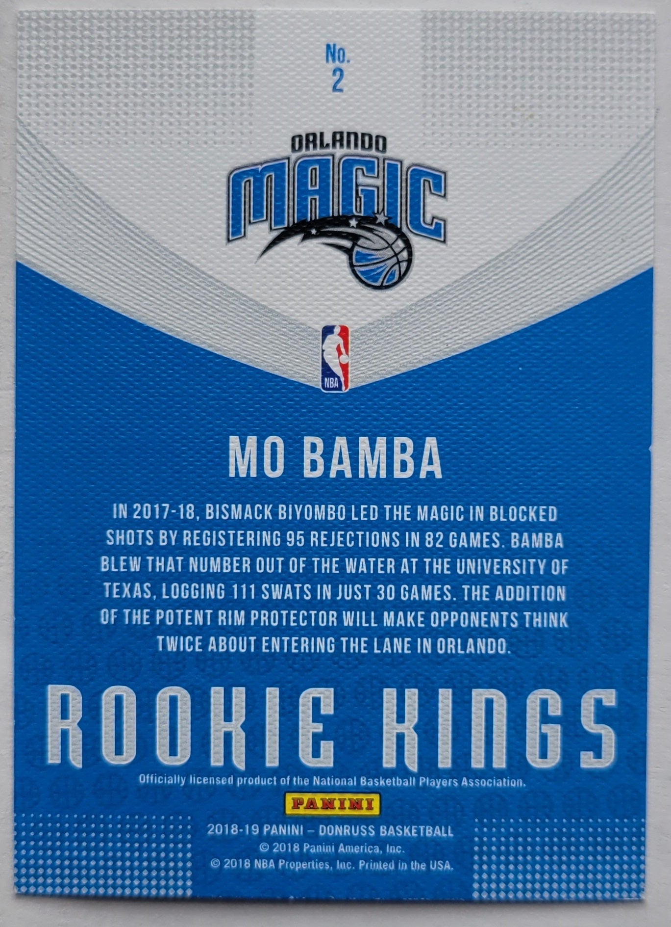 Mo Bamba - 2018-19 Donruss Rookie Kings #2