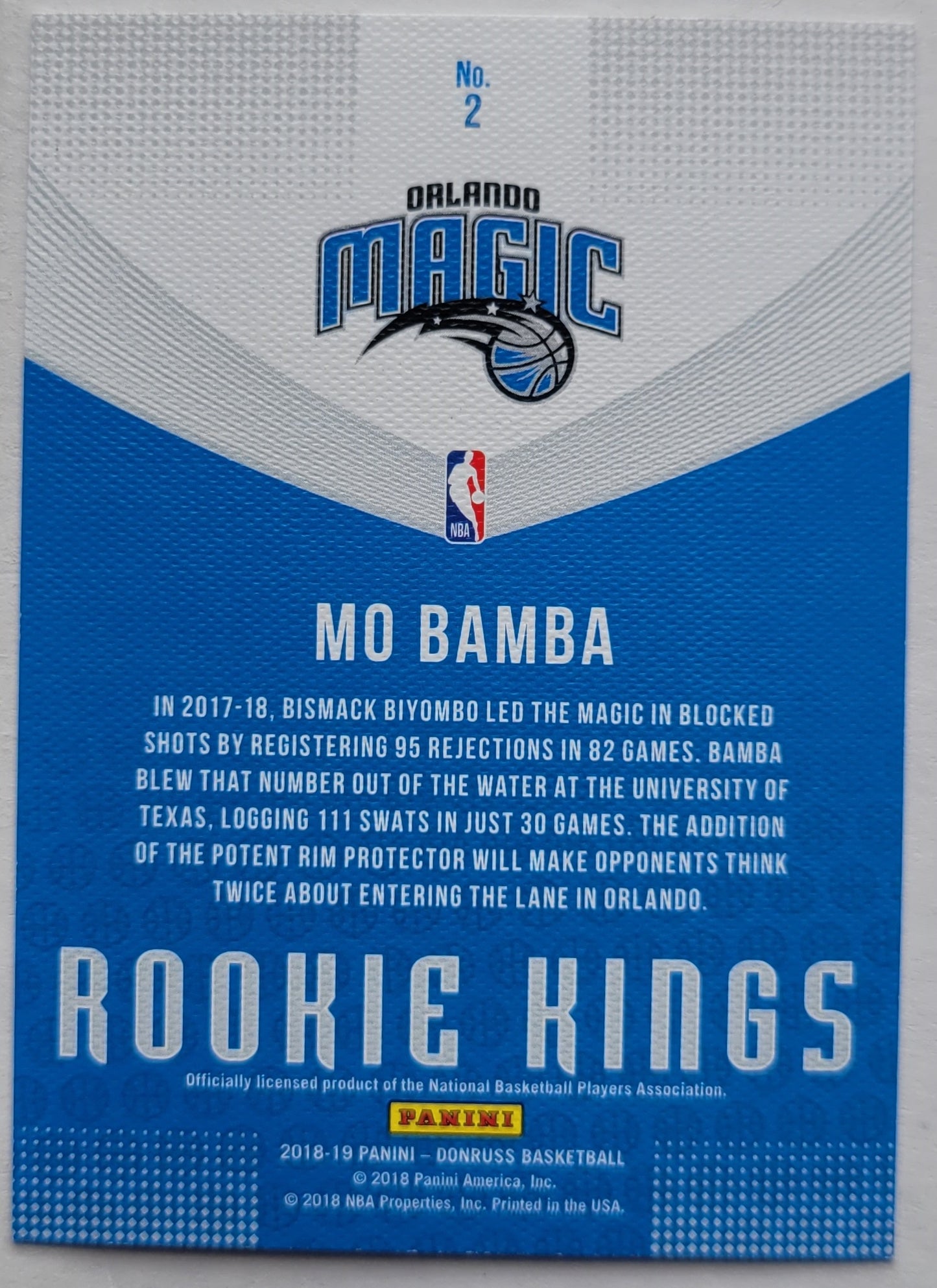 Mo Bamba - 2018-19 Donruss Rookie Kings Press Proof #2