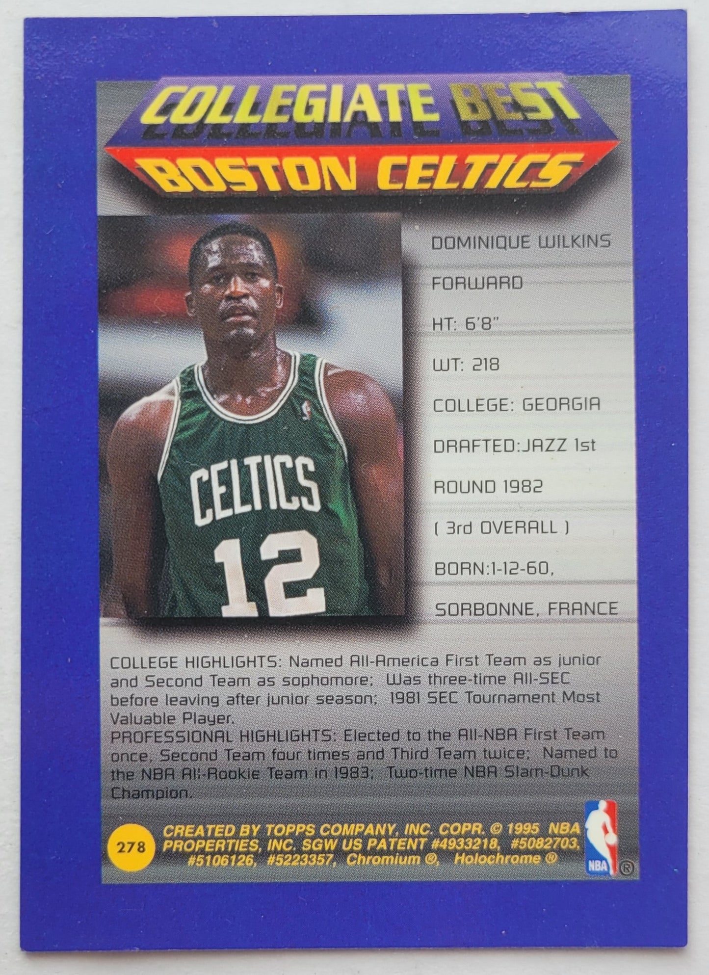 Dominique Wilkins - 1994-95 Finest #278 CB