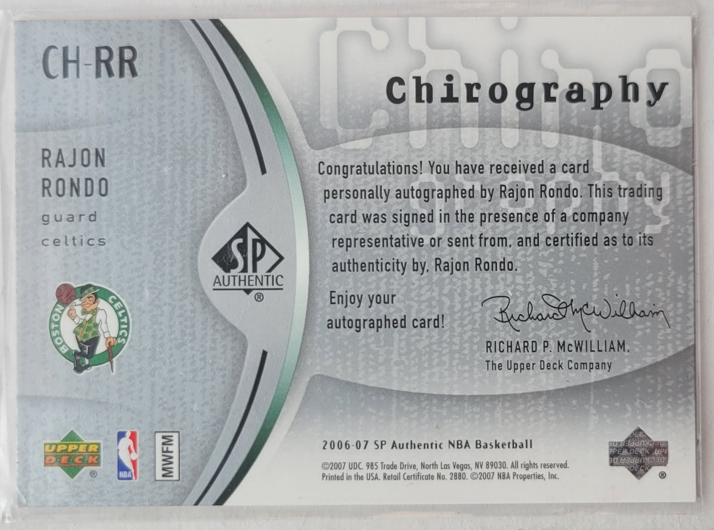 Rajon Rondo - 2006-07 SP Authentic Chirography #RR