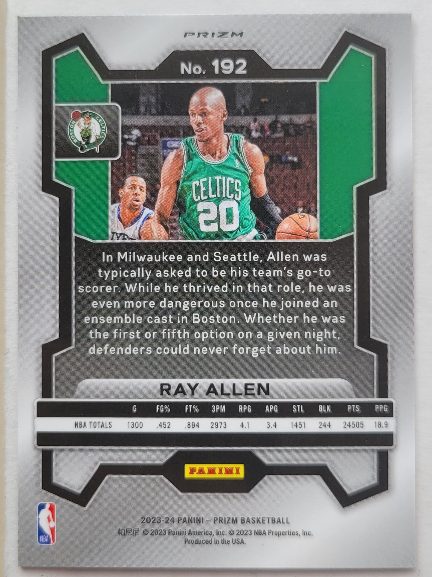 Ray Allen - 2023-24 Panini Prizm Prizms Green #192