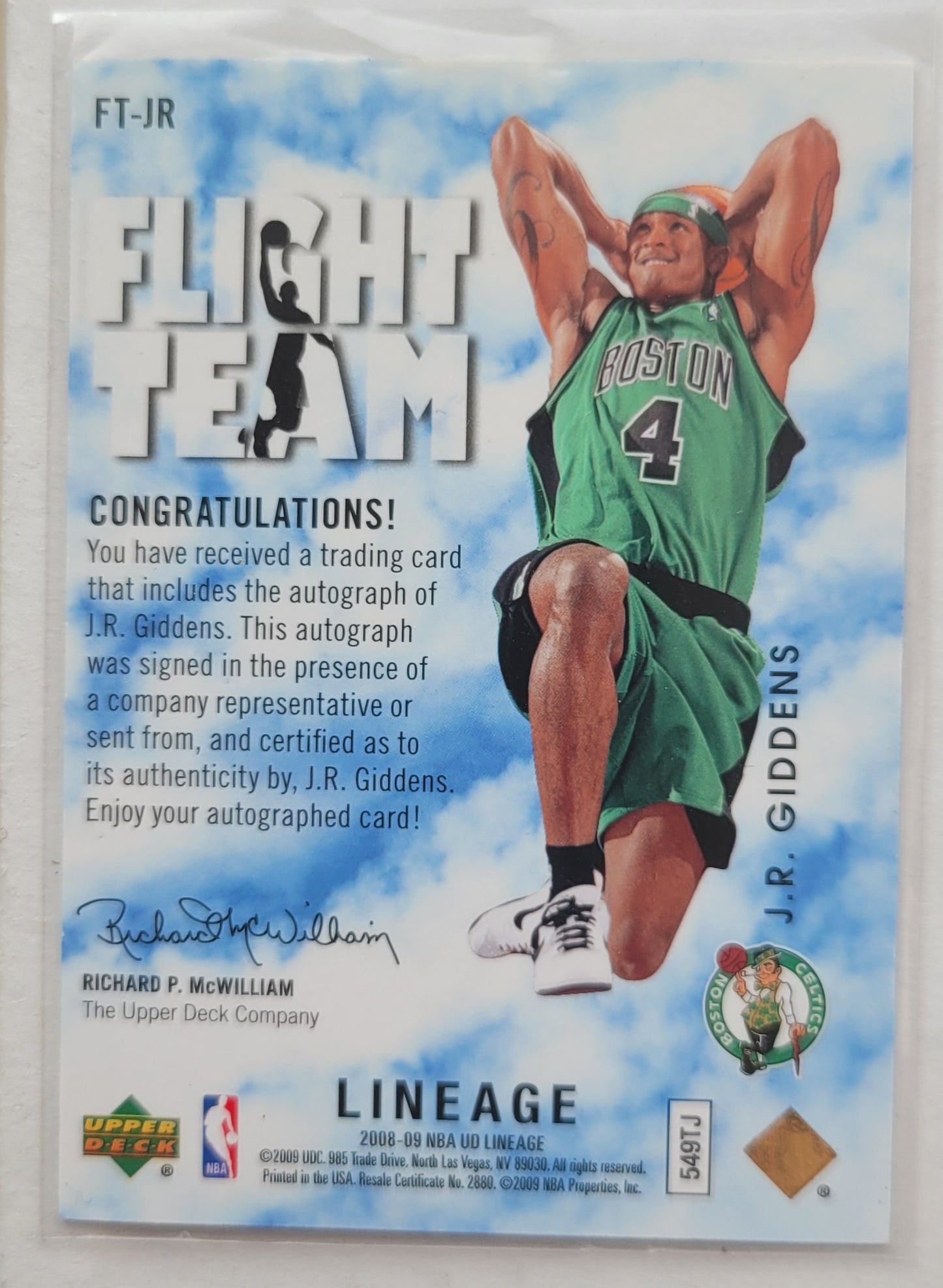 J.R. Giddens - 2008-09 Upper Deck Lineage Flight Team #FTJR