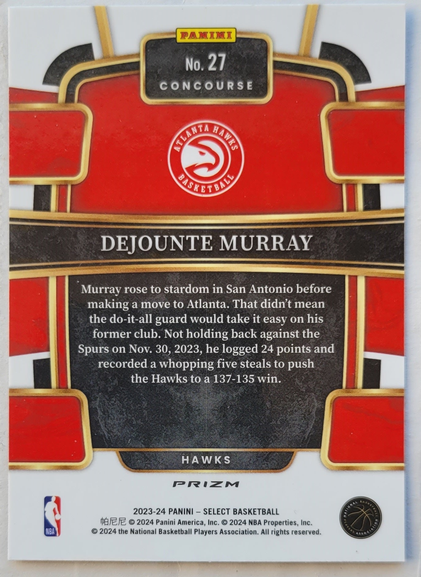 Dejounte Murray - 2023-24 Select Prizms Blue #27