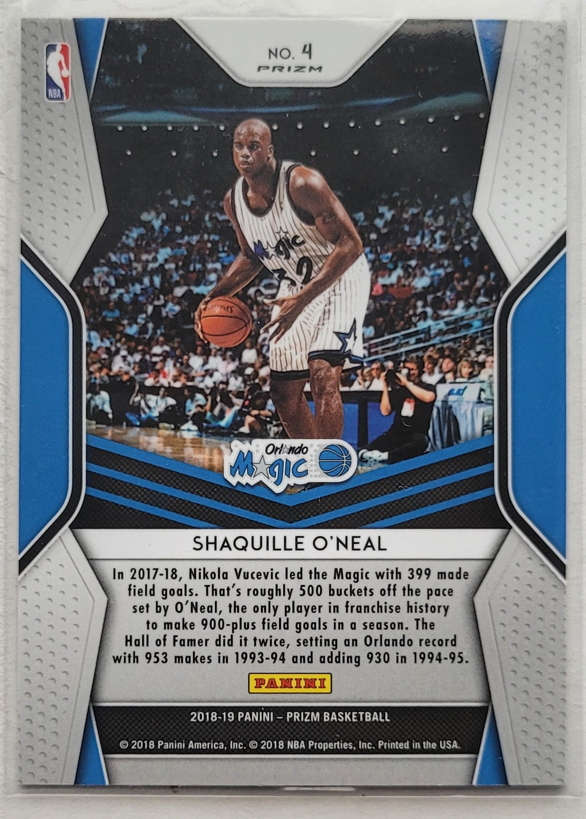 Shaquille O'Neal - 2018-19 Panini Prizm Dominance Prizms Silver #4