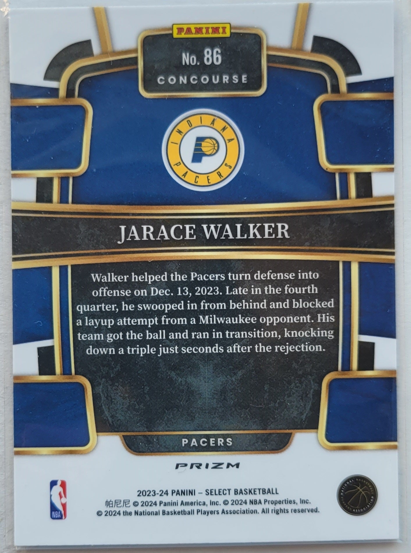 Jarace Walker - 2023-24 Select Prizms Blue #86 RC