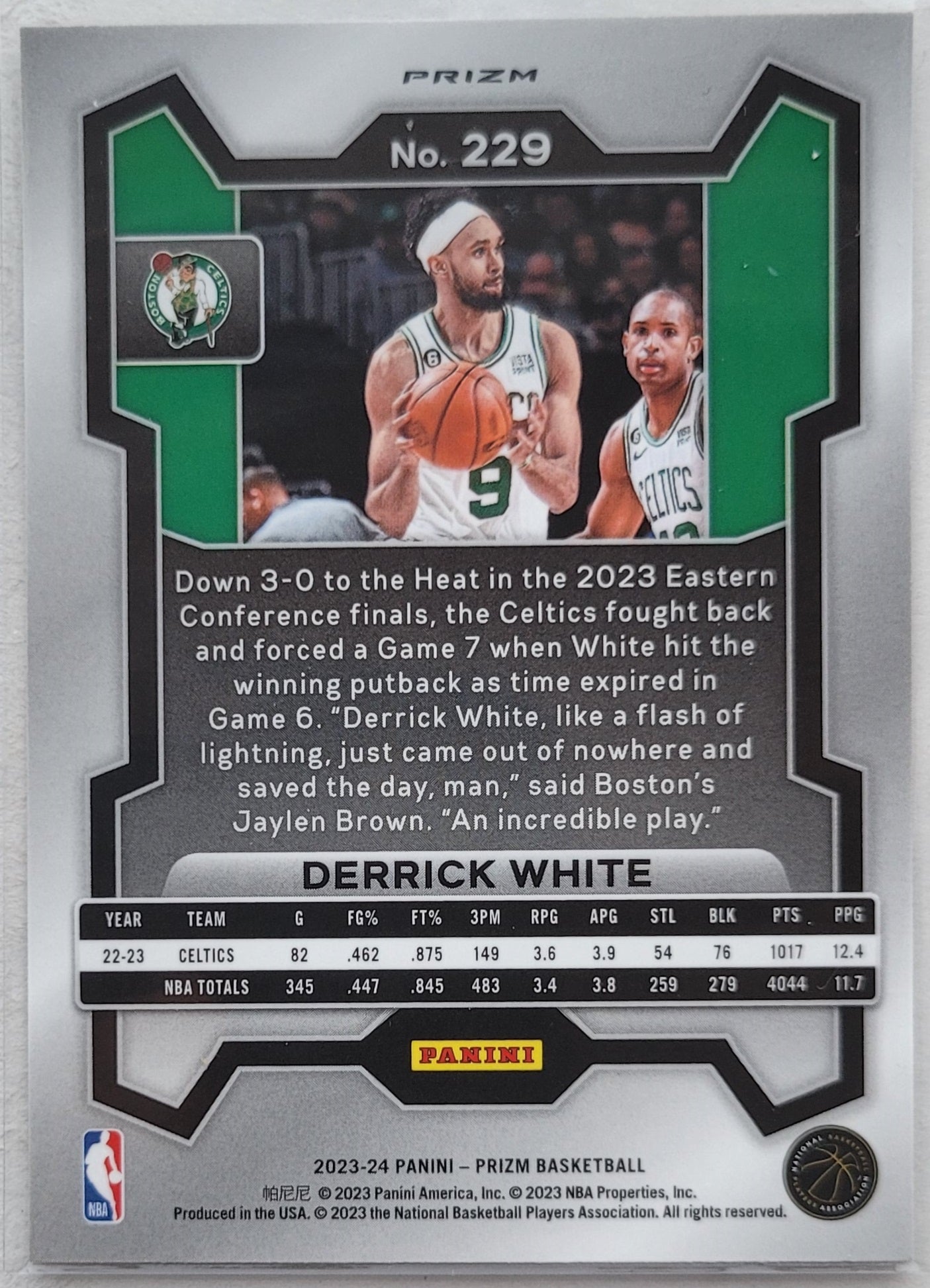 Derrick White - 2023-24 Panini Prizm Prizms Silver #229