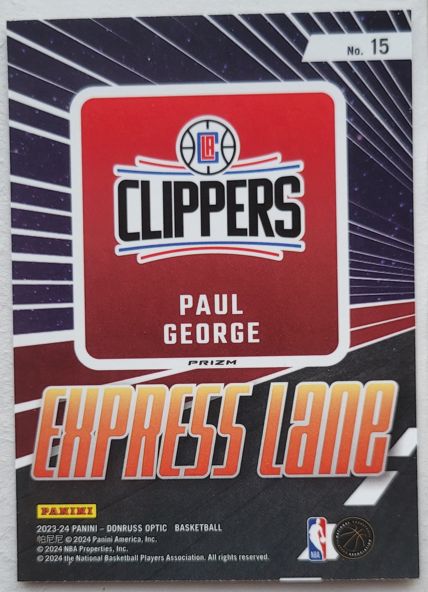 Paul George - 2023-24 Donruss Optic Express Lane Purple #15