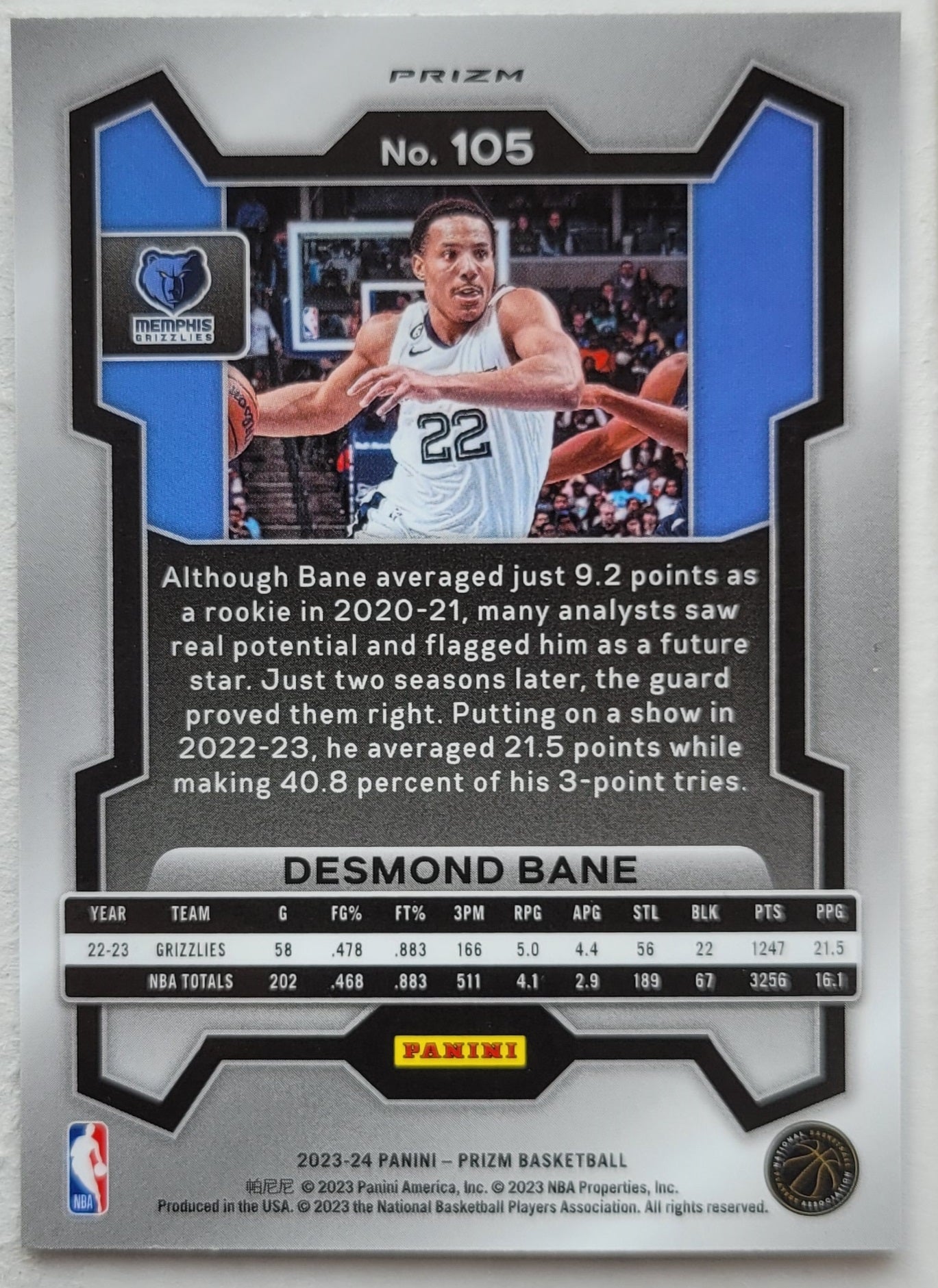 Desmond Bane - 2023-24 Panini Prizm Prizms Silver #105