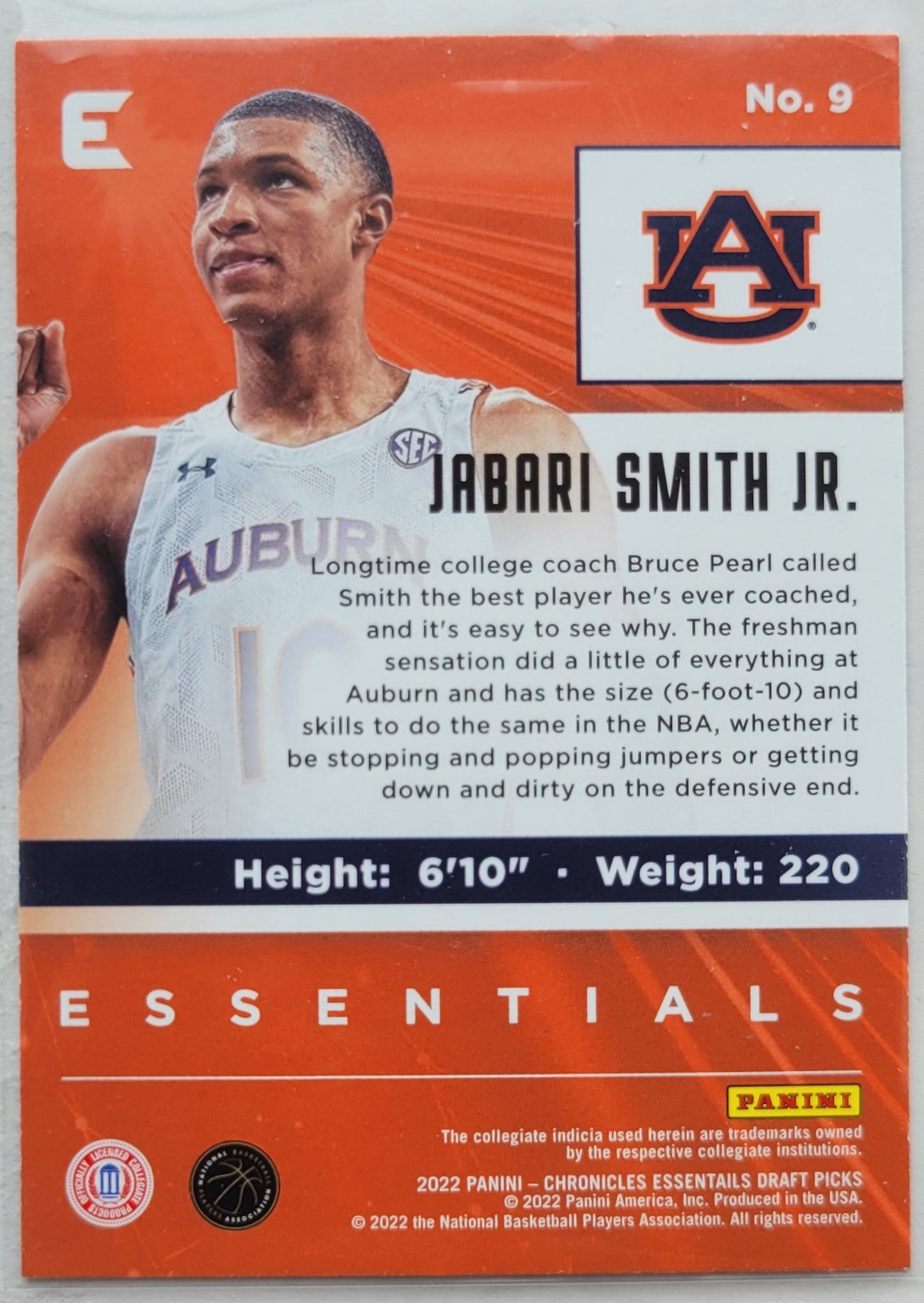 Jabari Smith Jr.  - 2022-23 Panini Chronicles Draft Picks Essentials Pink #9 RC