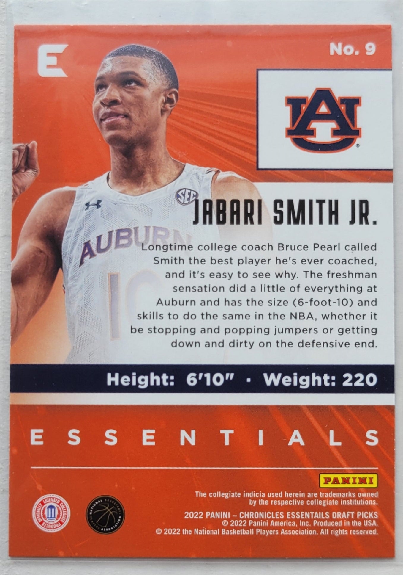 Jabari Smith Jr. - 2022-23 Panini Chronicles Draft Picks Essentials #9 RC