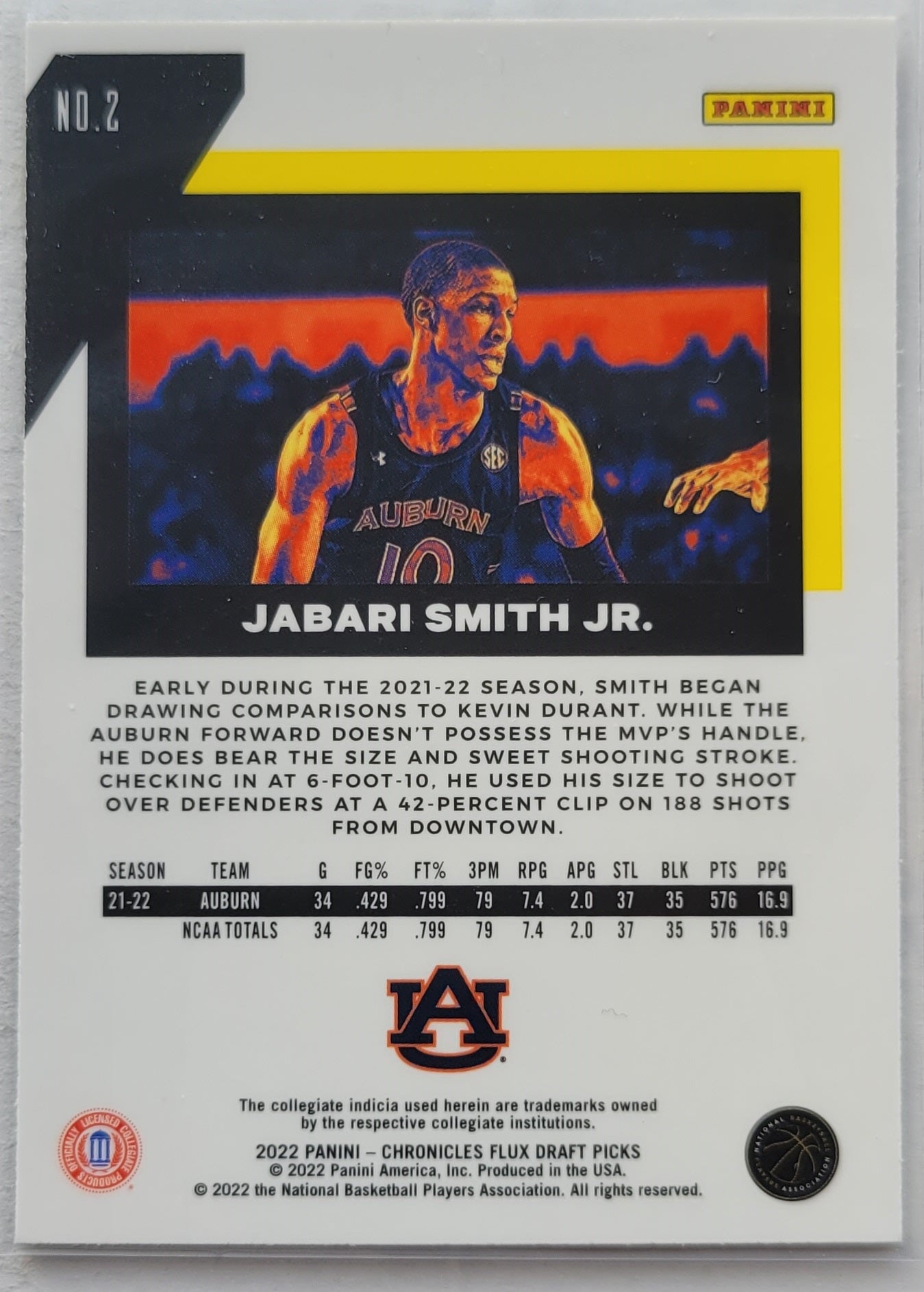 Jabari Smith Jr. - 2022-23 Panini Chronicles Draft Picks Flux #2 RC