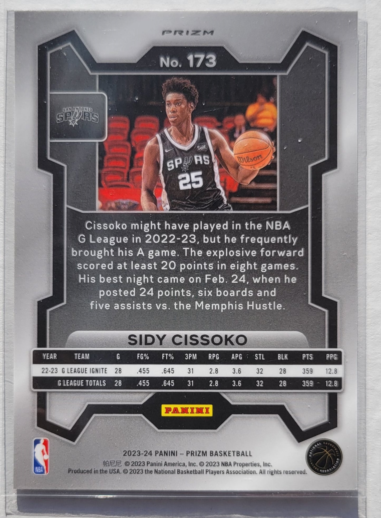 Sidy Cissoko - 2023-24 Panini Prizm Prizms Ice #173 RC