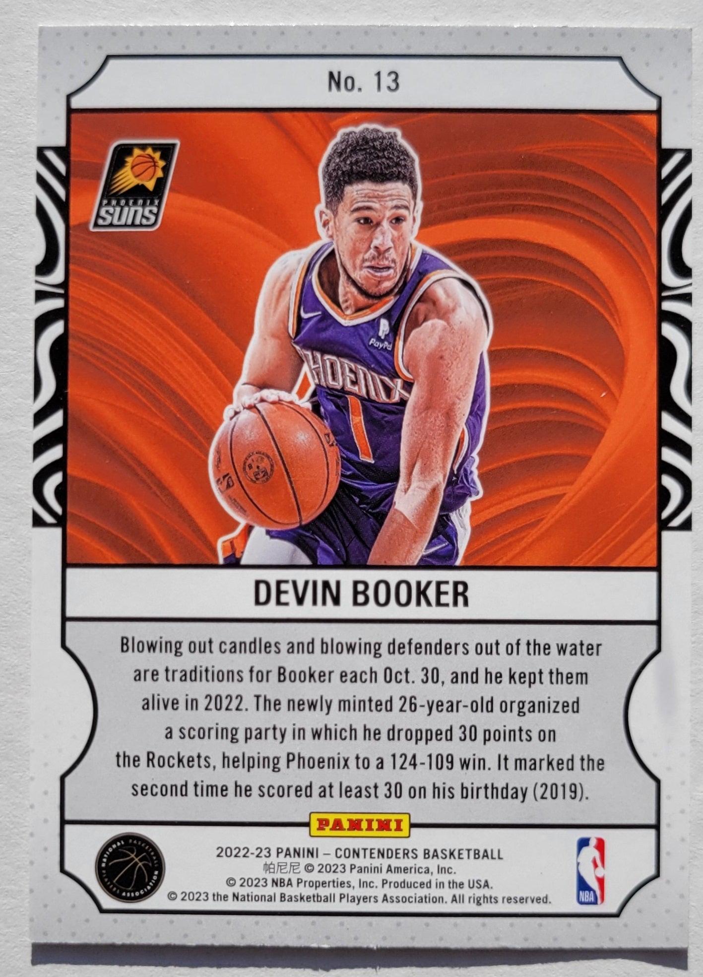 Devin Booker - 2022-23 Panini Contenders Game Night Ticket #13