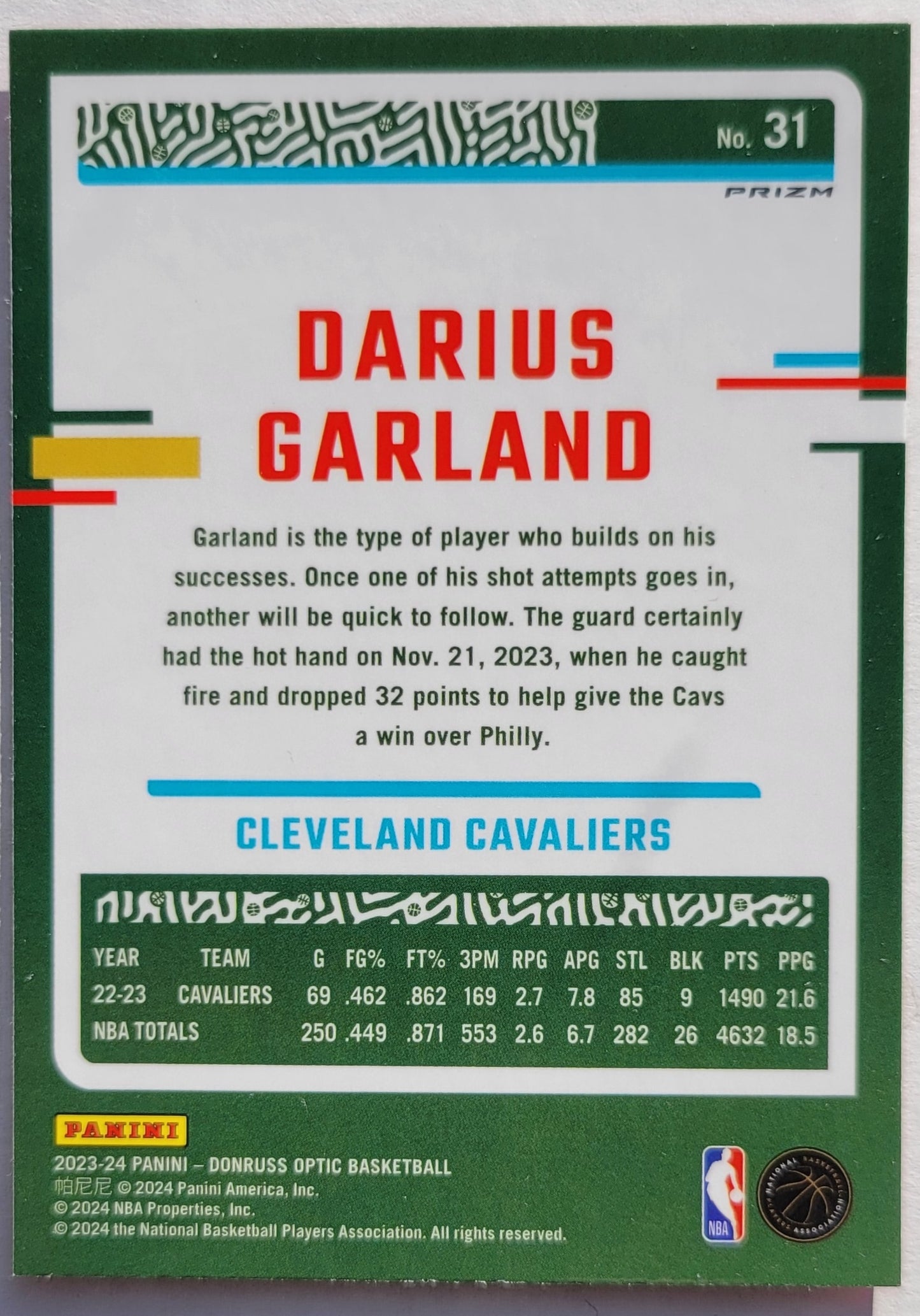 Darius Garland - 2023-24 Donruss Optic Hyper Pink #31