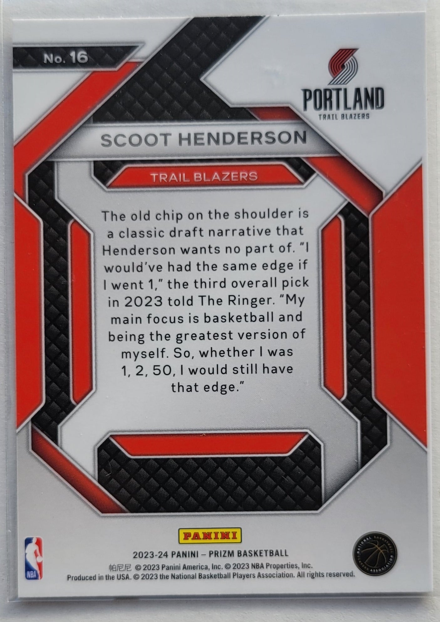 Scoot Henderson - 2023-24 Panini Prizm Emergent #16