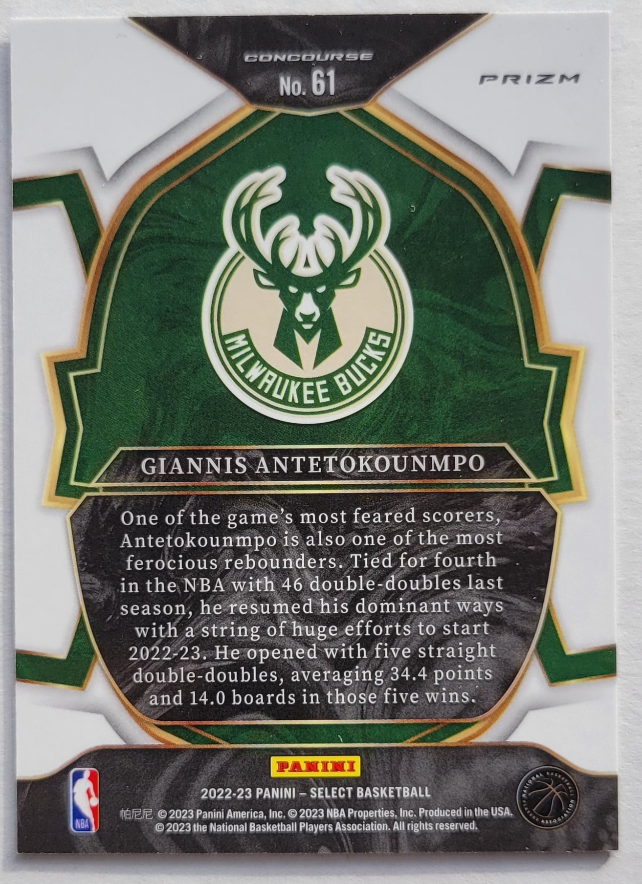 Giannis Antetokounmpo - 2022-23 Select Prizms Blue #61