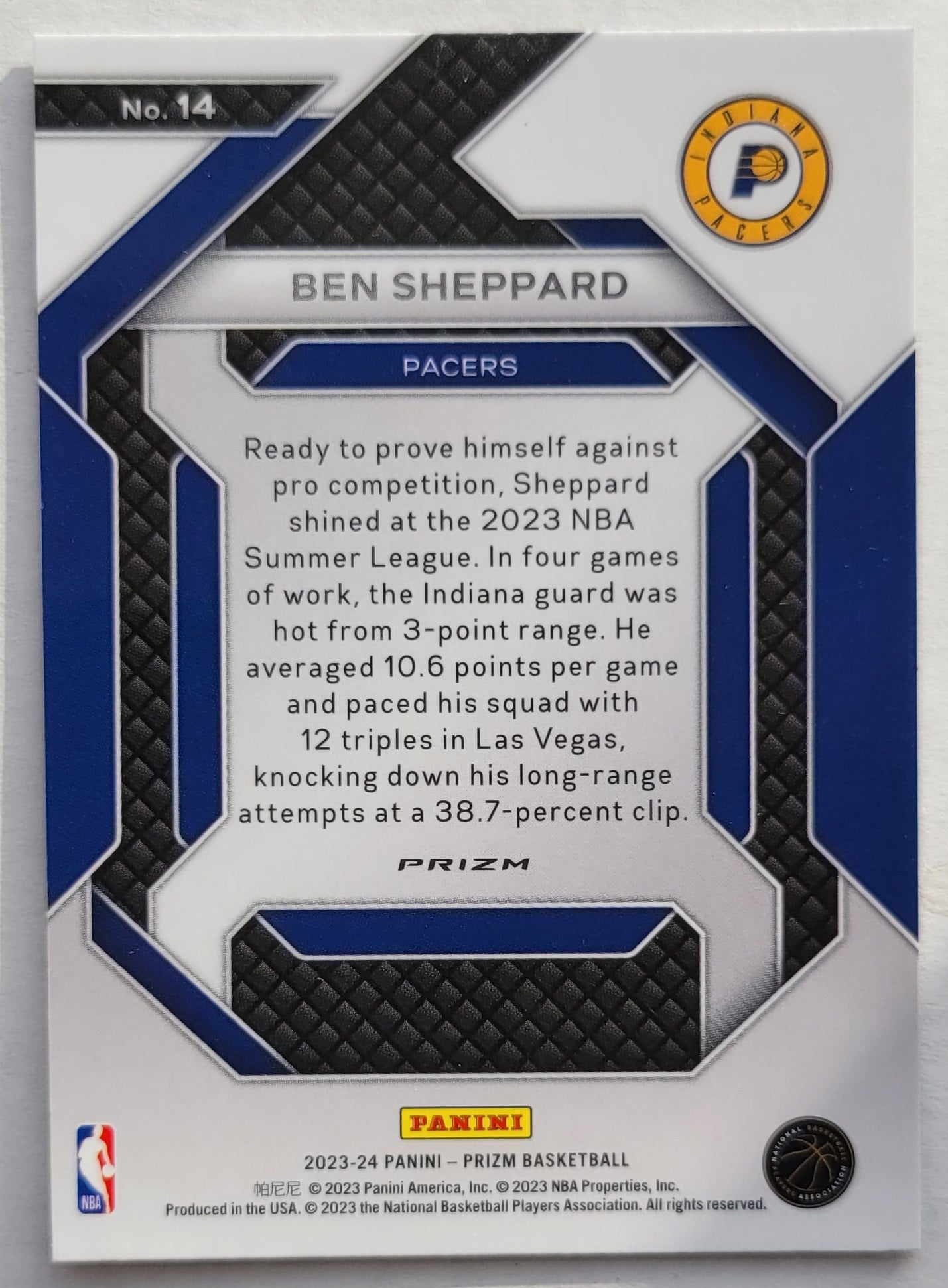 Ben Sheppard - 2023-24 Panini Prizm Emergent Prizms Silver #14