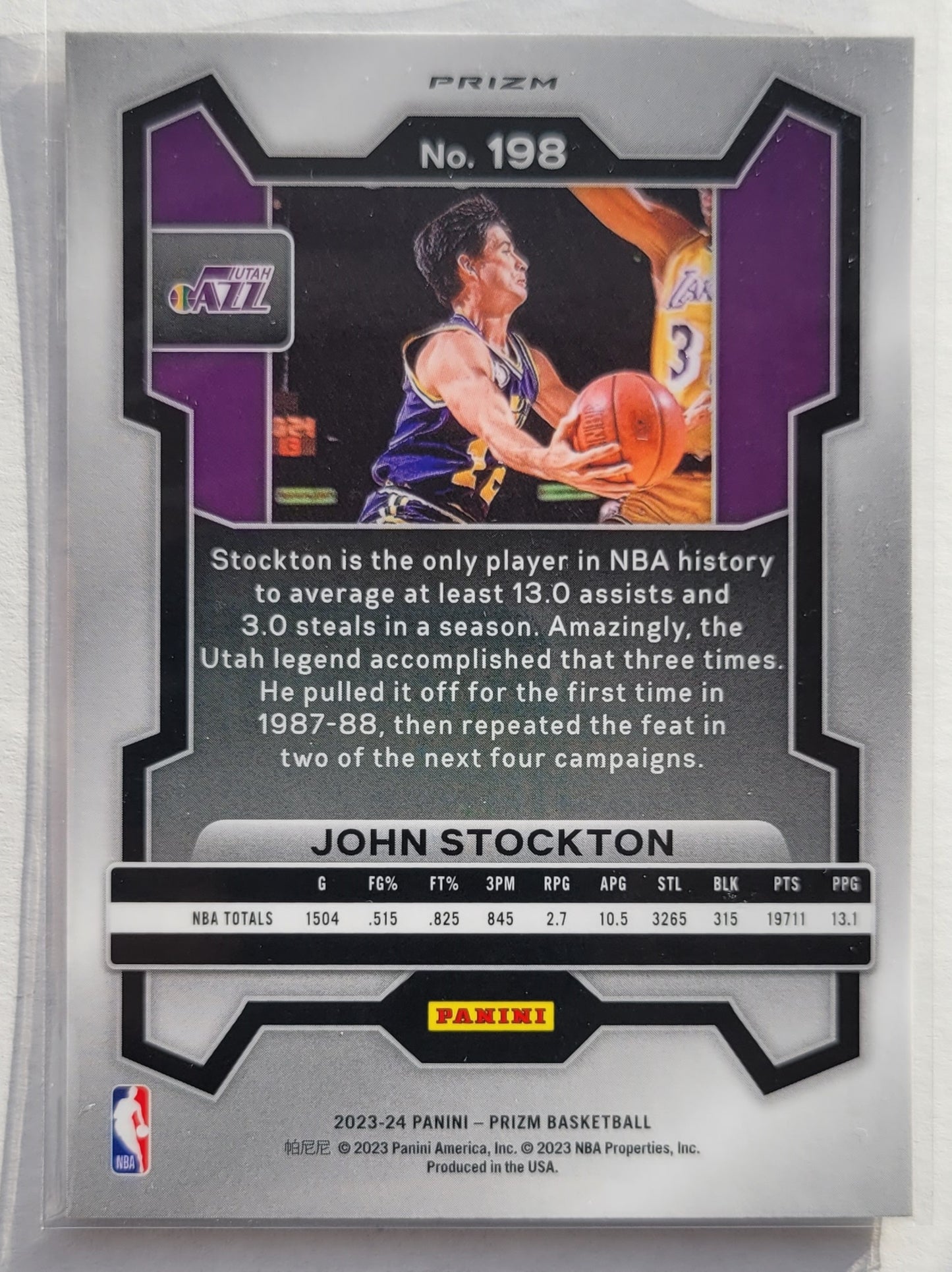 John Stockton - 2023-24 Panini Prizm Prizms Hyper #198