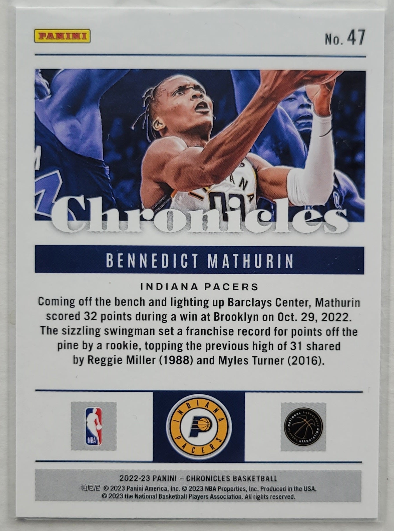 Bennedict Mathurin - 2022-23 Panini Chronicles #47 RC