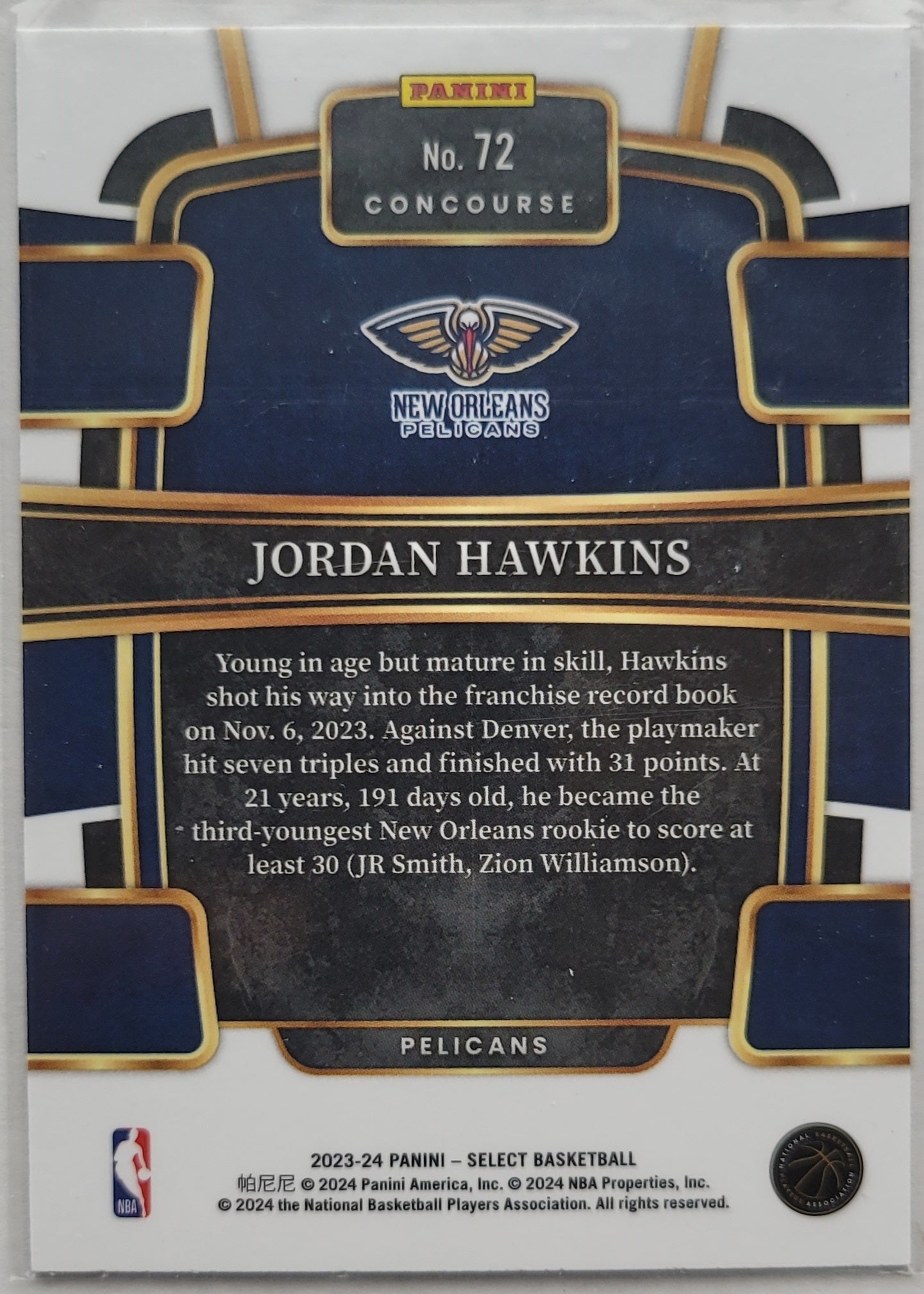 Jordan Hawkins - 2023-24 Select Blue #72 RC