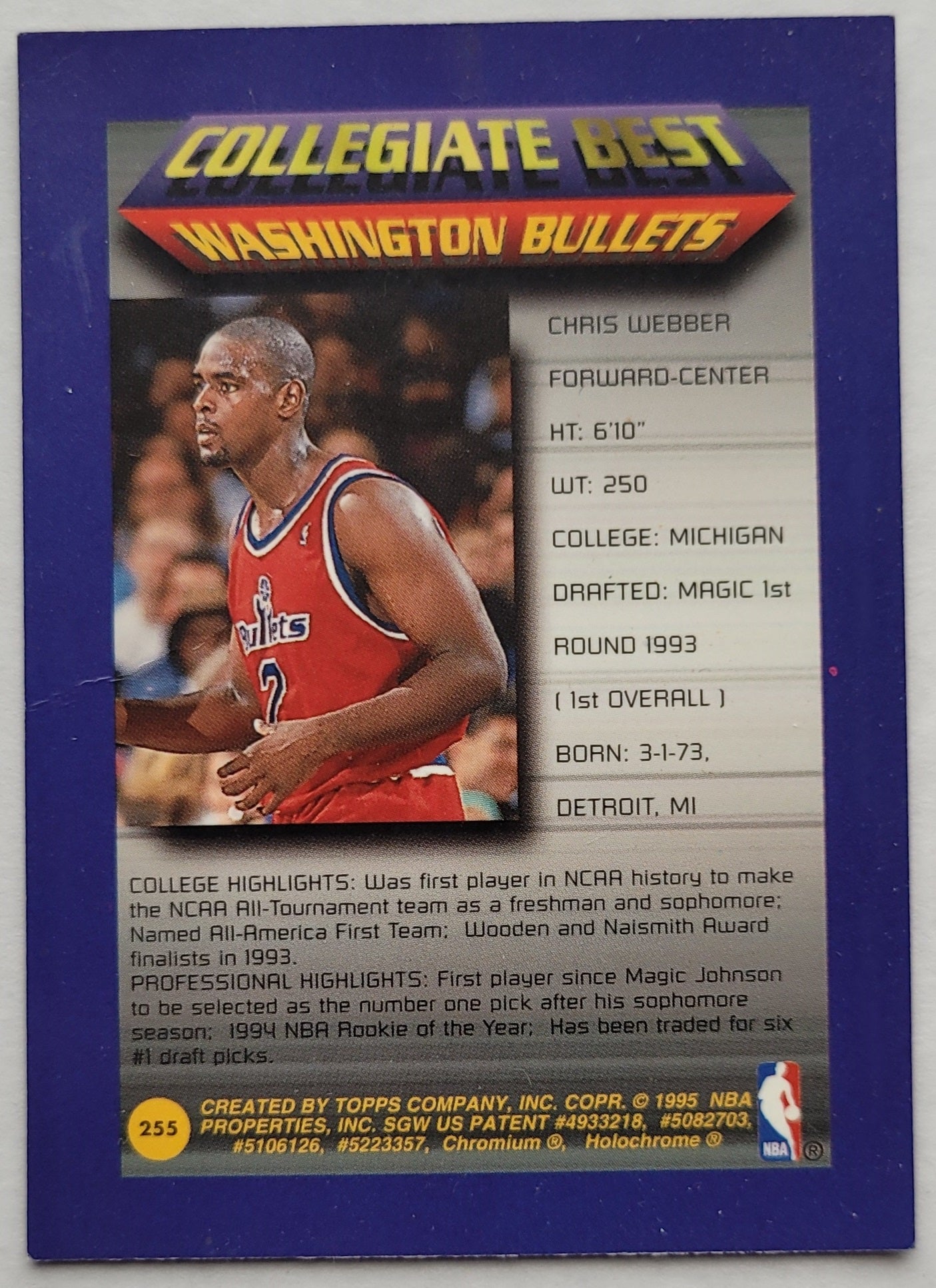 Chris Webber - 1994-95 Finest #255 CB