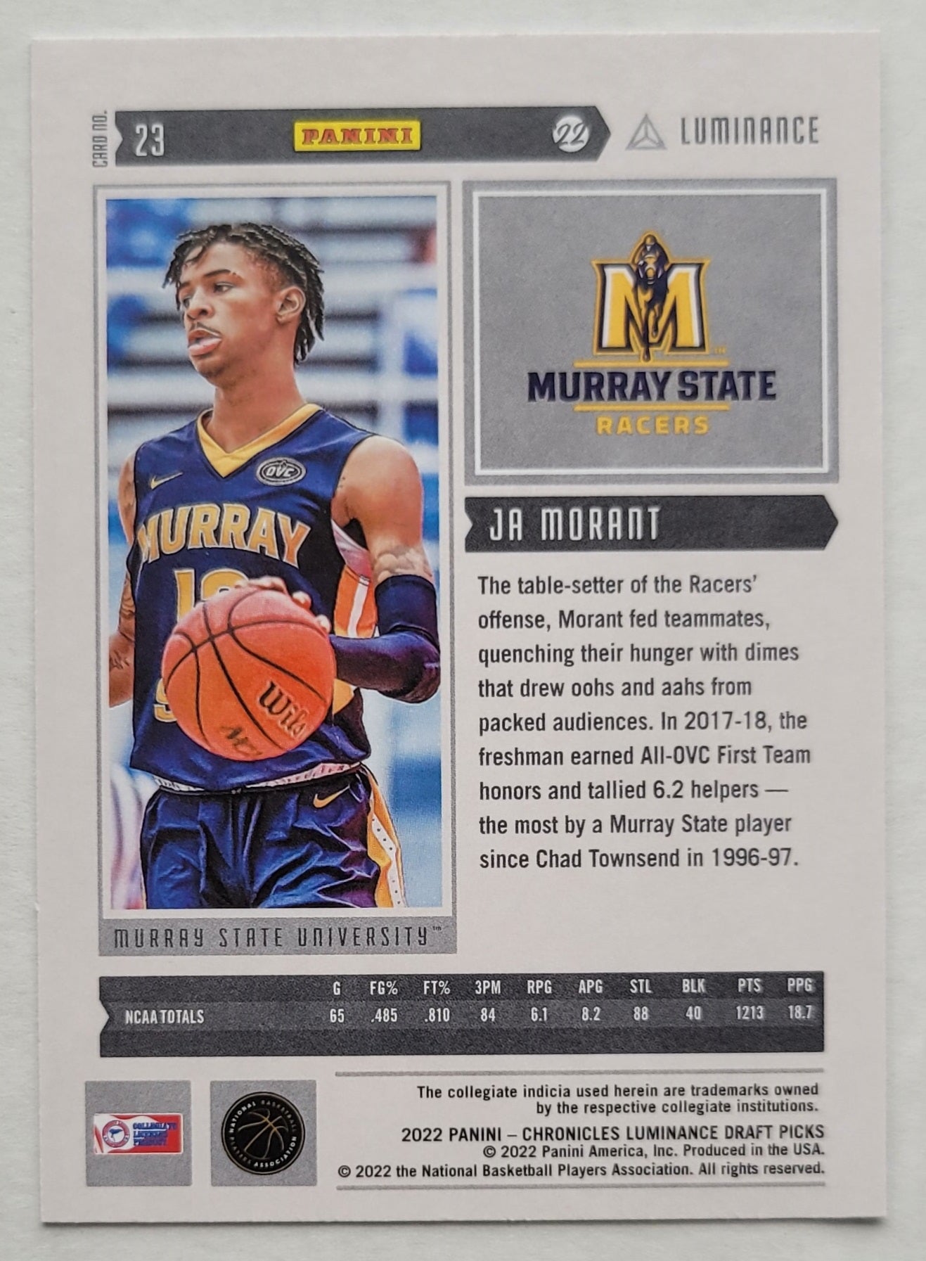 Ja Morant - 2022-23 Panini Chronicles Draft Picks Luminance #23